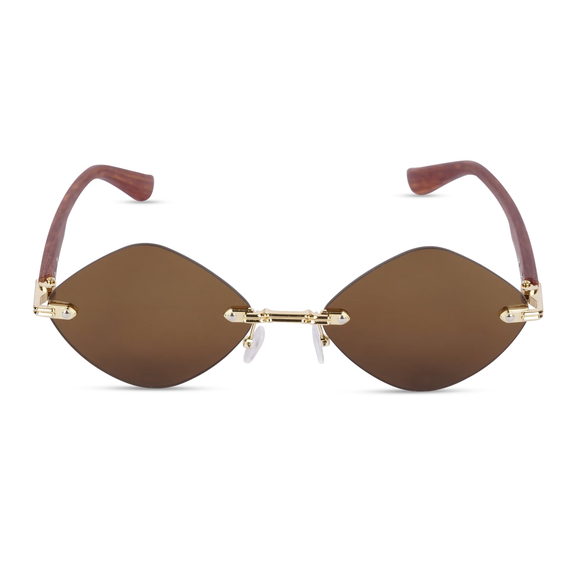 Erminio Palamino "Elite Designer Rimless Sunglasses for Women, Brown Frame with Lenses, Italian Design