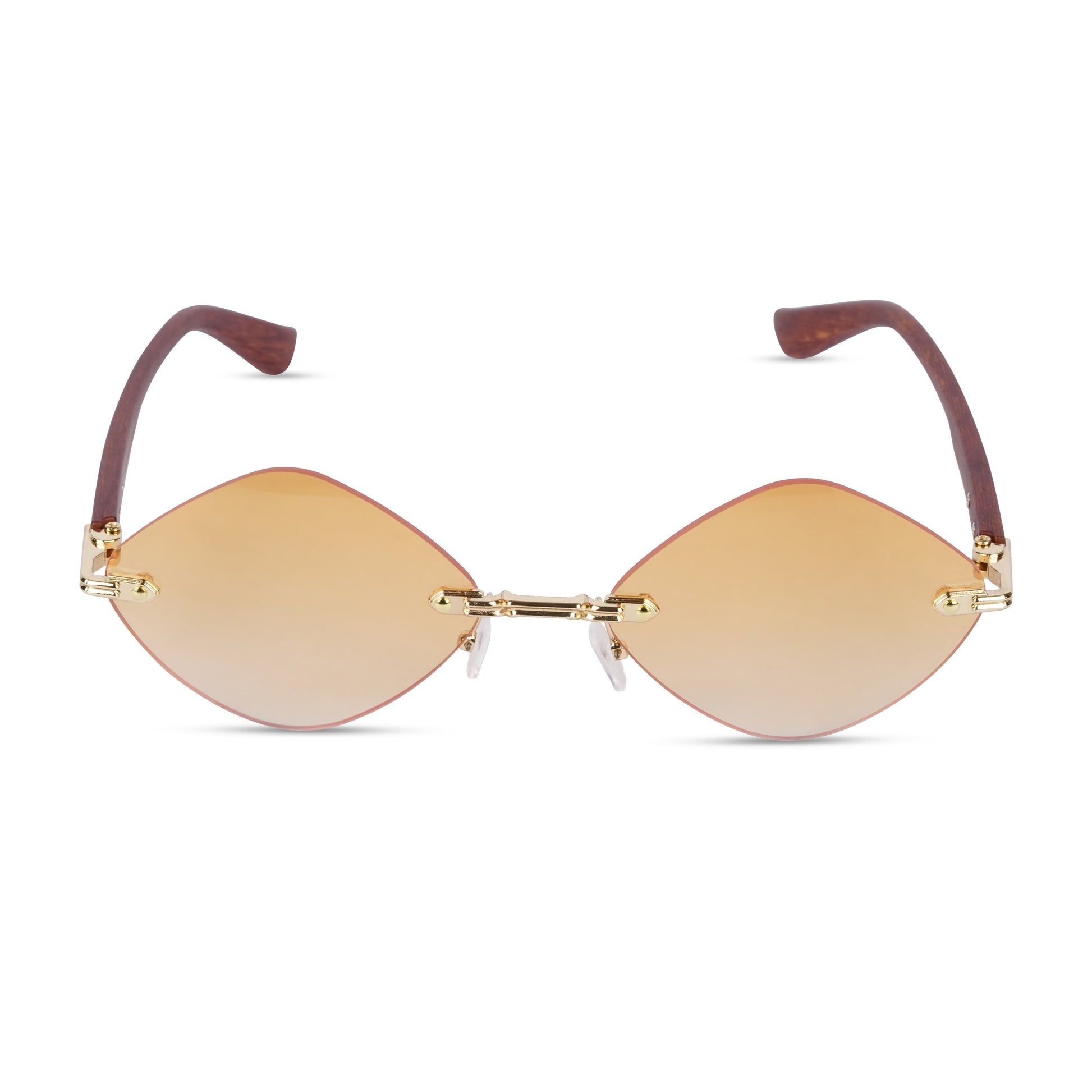 Erminio Palamino "Elite Designer Rimless Sunglasses for Women, Brown Frame with Lenses, Italian Design