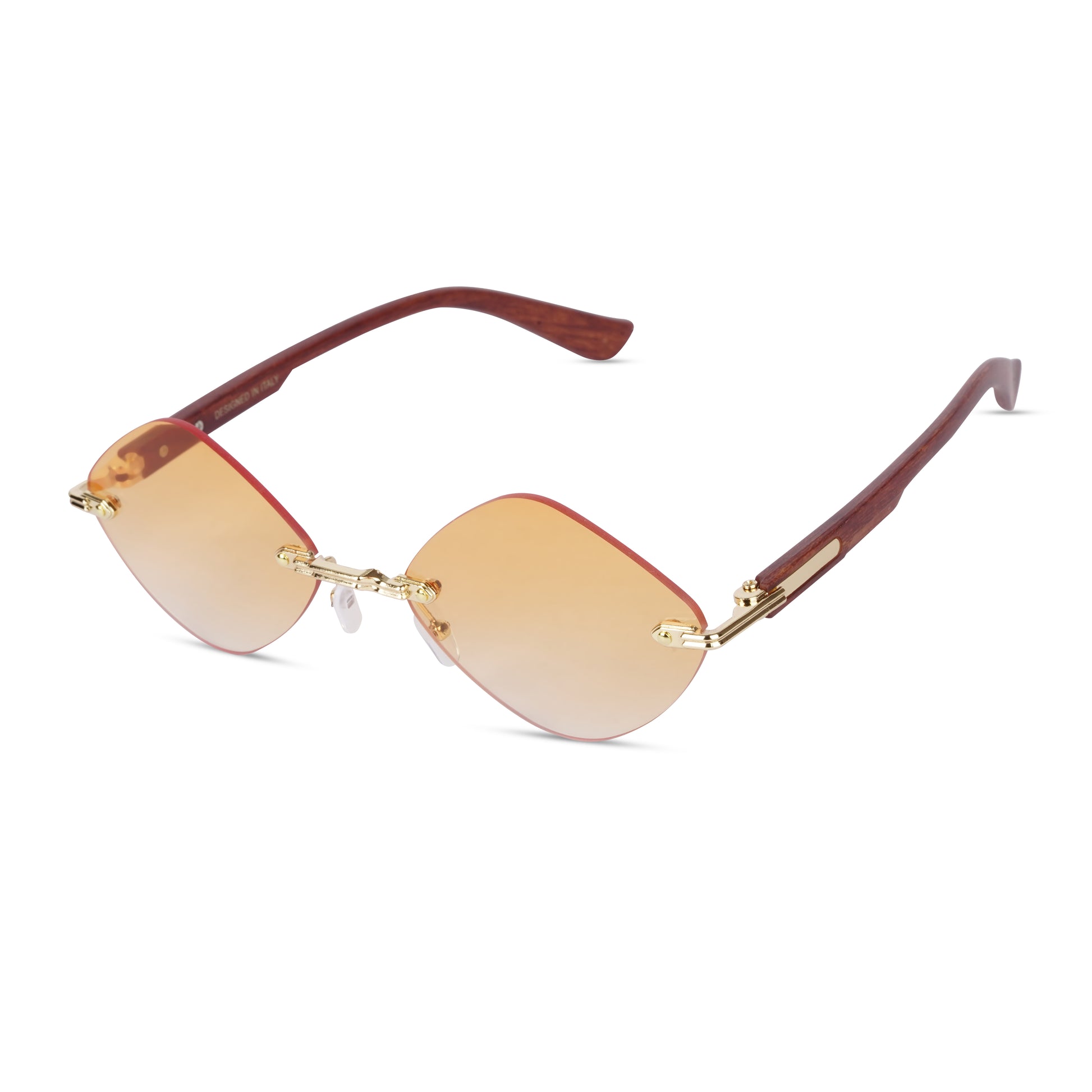 Erminio Palamino "Elite Designer Rimless Sunglasses for Women, Brown Frame with Lenses, Italian Design