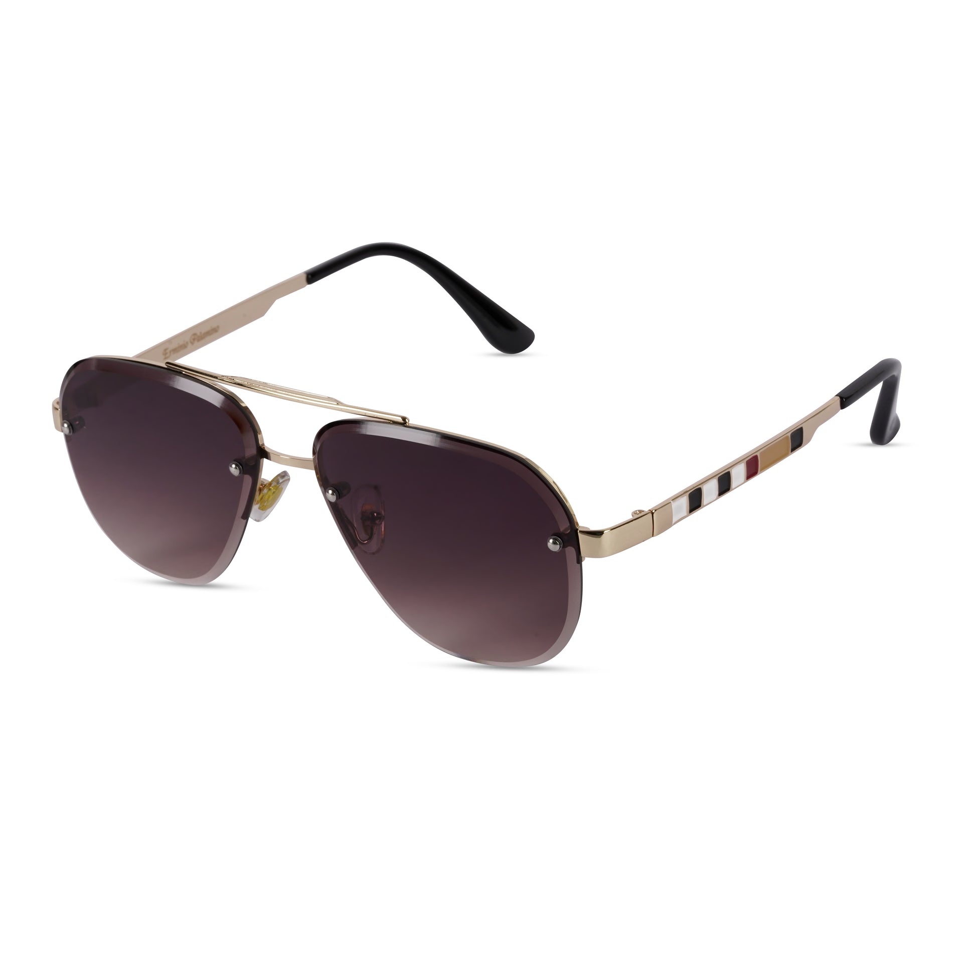 Erminio Palamino "Elite Designer Aviator Sunglasses for Women, Gold Metal Frame, Gradient Lens, Decorative Temple Arms