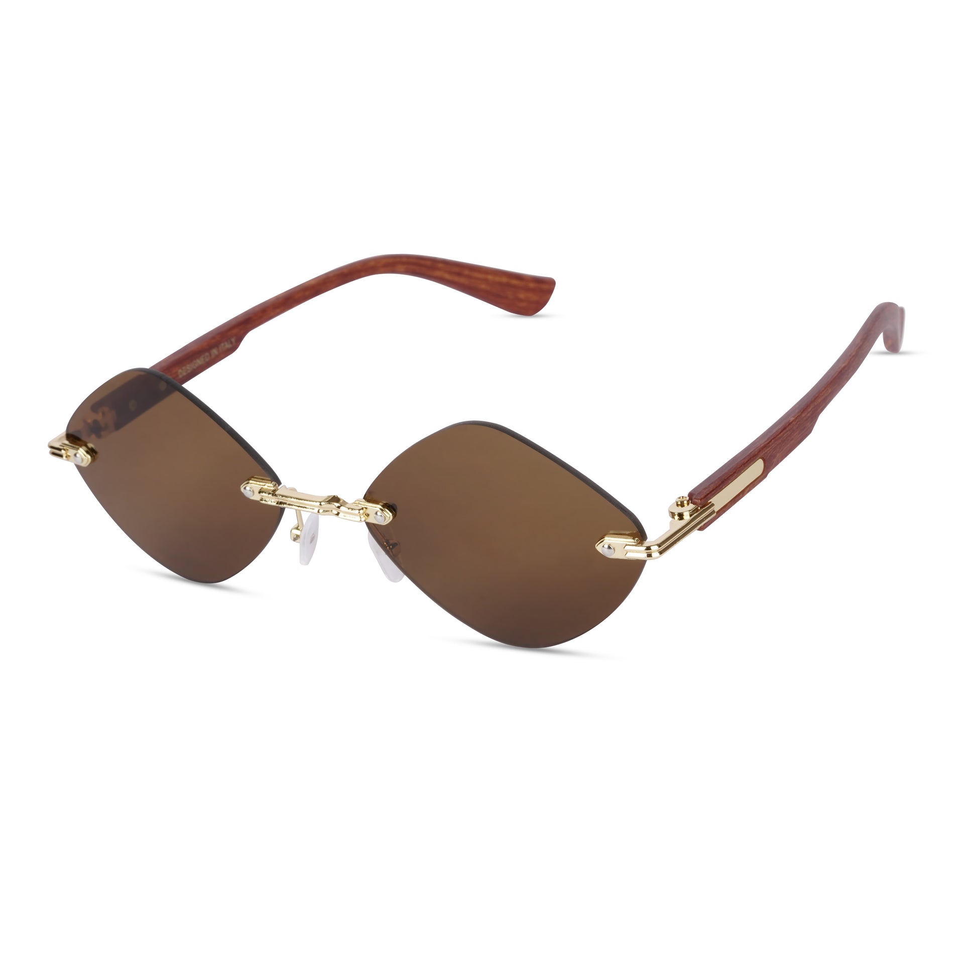 Erminio Palamino "Elite Designer Rimless Sunglasses for Women, Brown Frame with Lenses, Italian Design