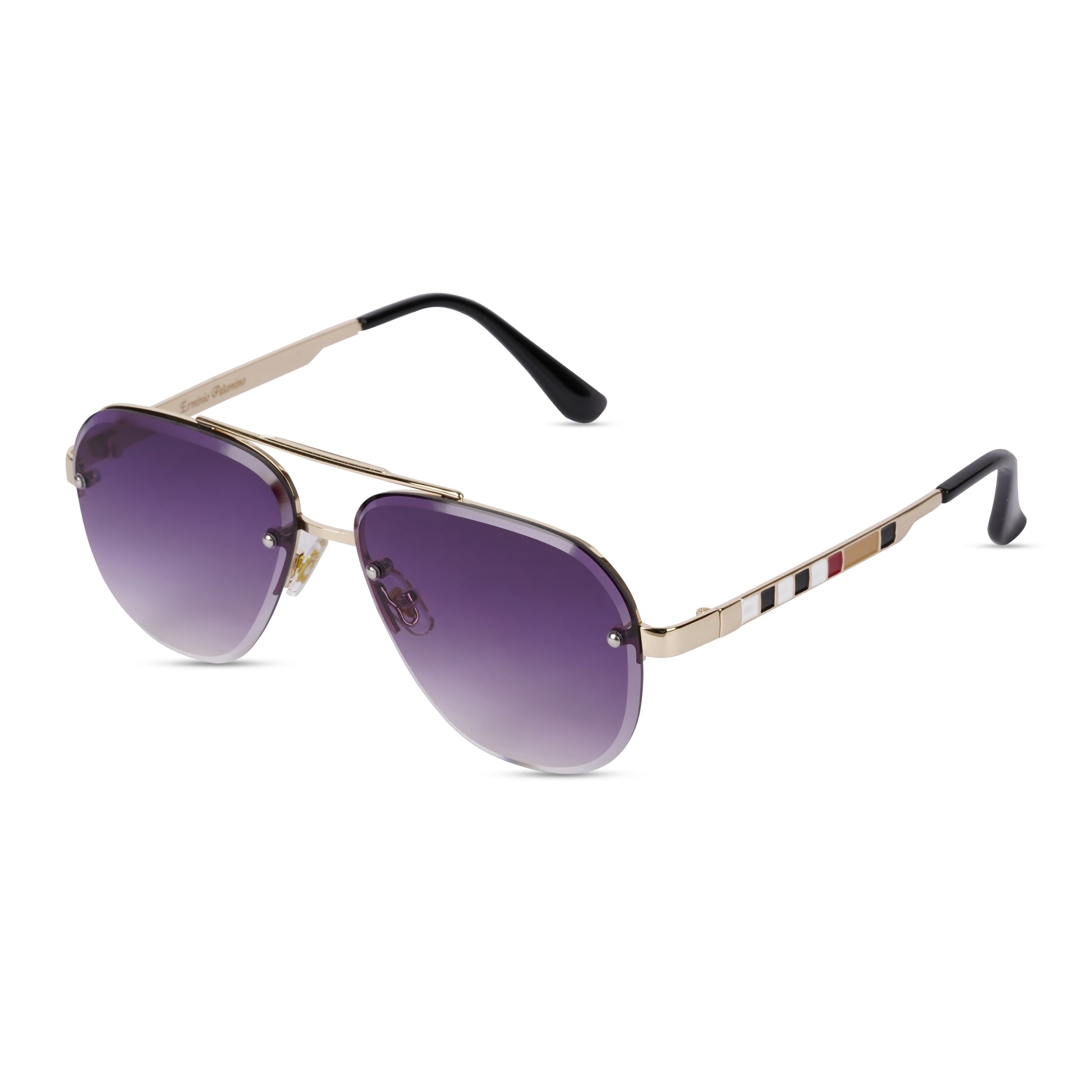 Erminio Palamino "Elite Designer Aviator Sunglasses for Women, Gold Metal Frame, Gradient Lens, Decorative Temple Arms