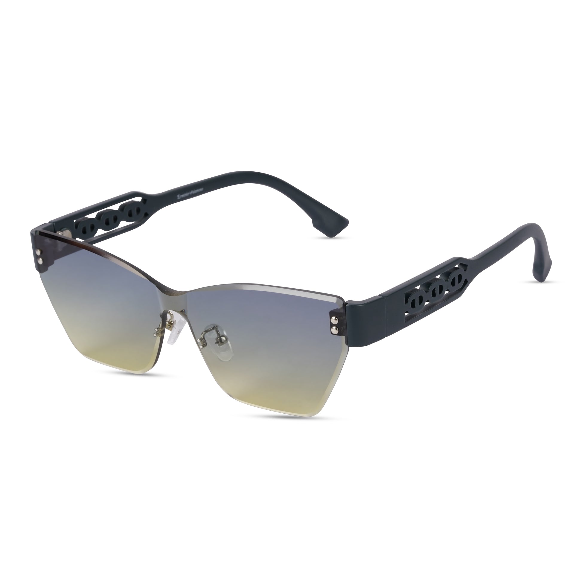Erminio Palamino "Elite Designer Rimless Sunglasses for Women, Black Frame with Lenses, Italian Design