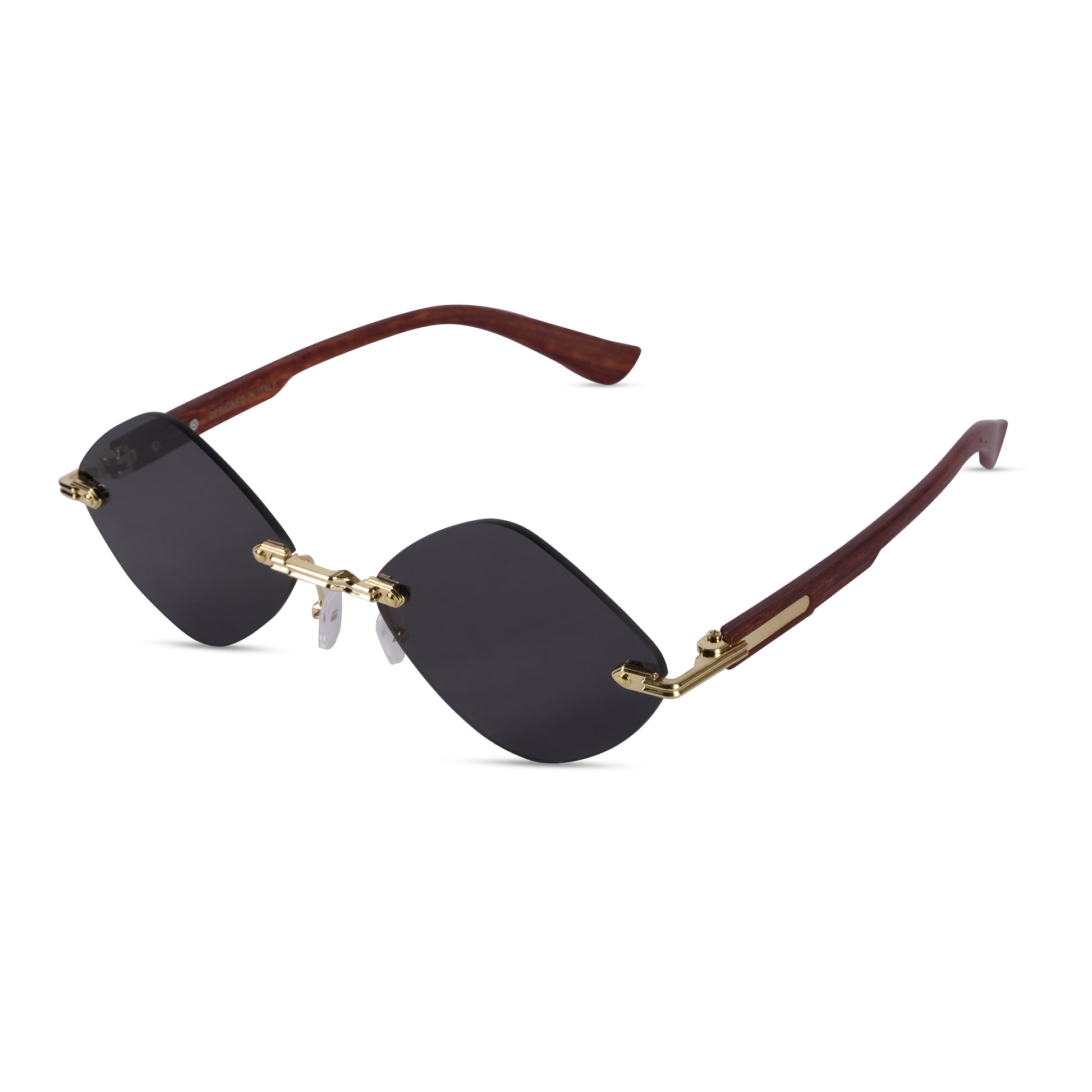Erminio Palamino "Elite Designer Rimless Sunglasses for Women, Brown Frame with Lenses, Italian Design