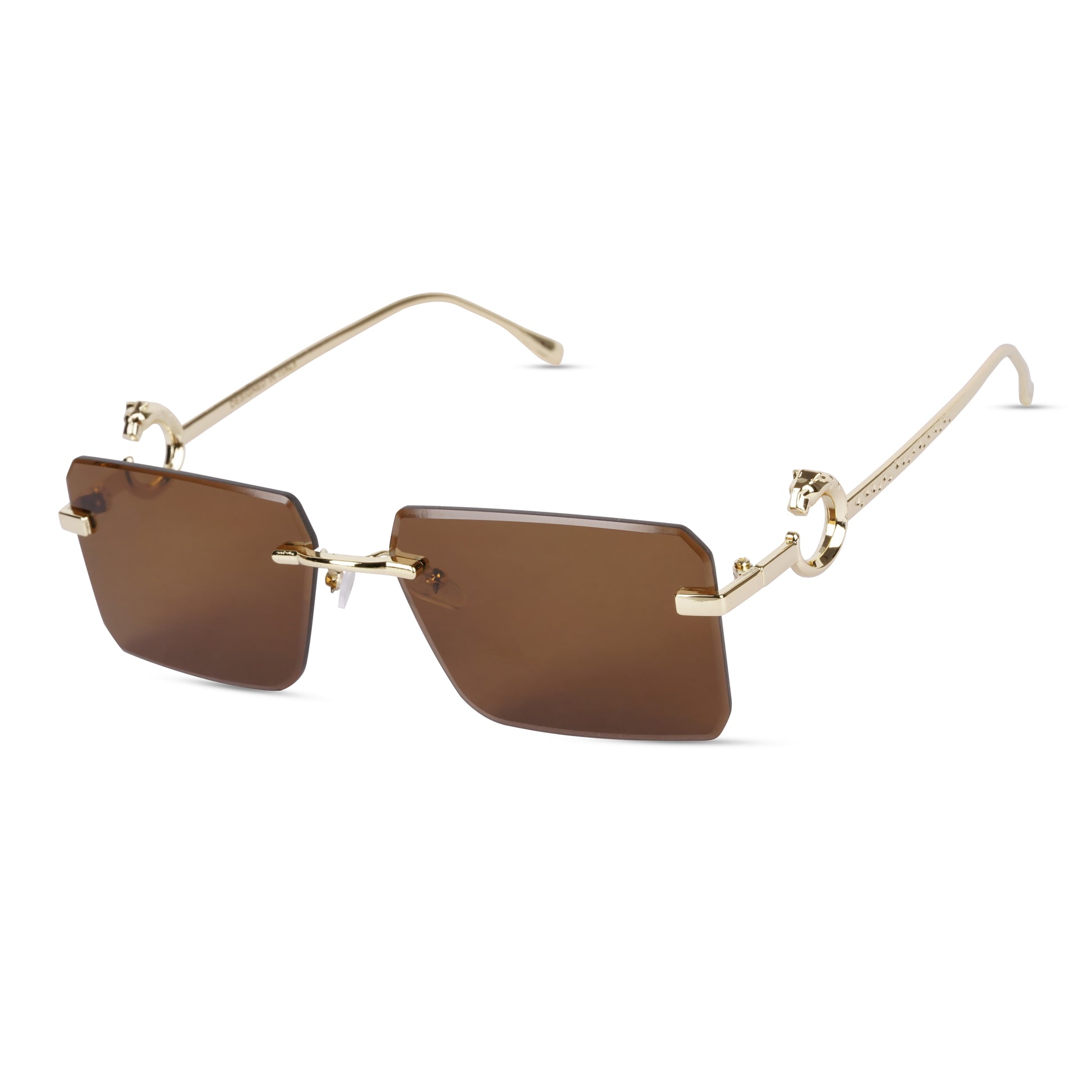 Erminio Palamino "Elite Designer Rimless Sunglasses for Women, Gold Frame, Tinted Lens, with Carrying Case & Cleaning Cloth