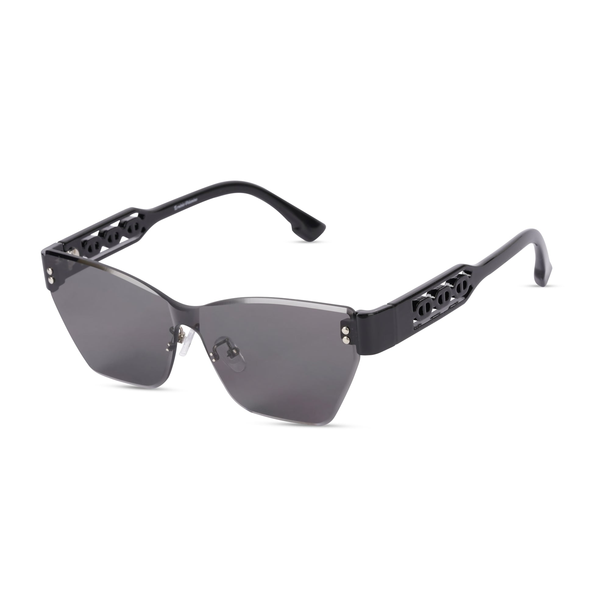 Erminio Palamino "Elite Designer Rimless Sunglasses for Women, Black Frame with Lenses, Italian Design