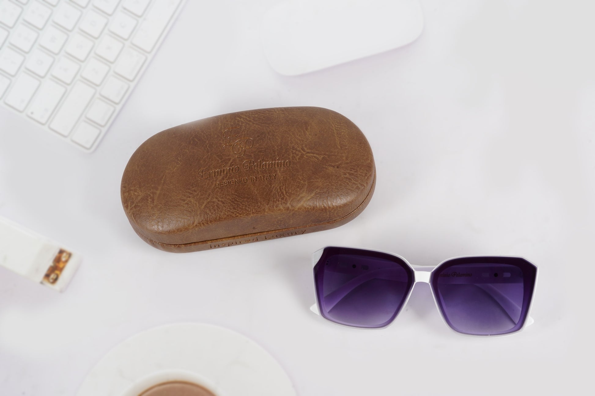 Erminio Palamino "Elite - Designer Oversized Square Sunglasses, Frame with Gradient Lenses, Includes Case and Cleaning Cloth