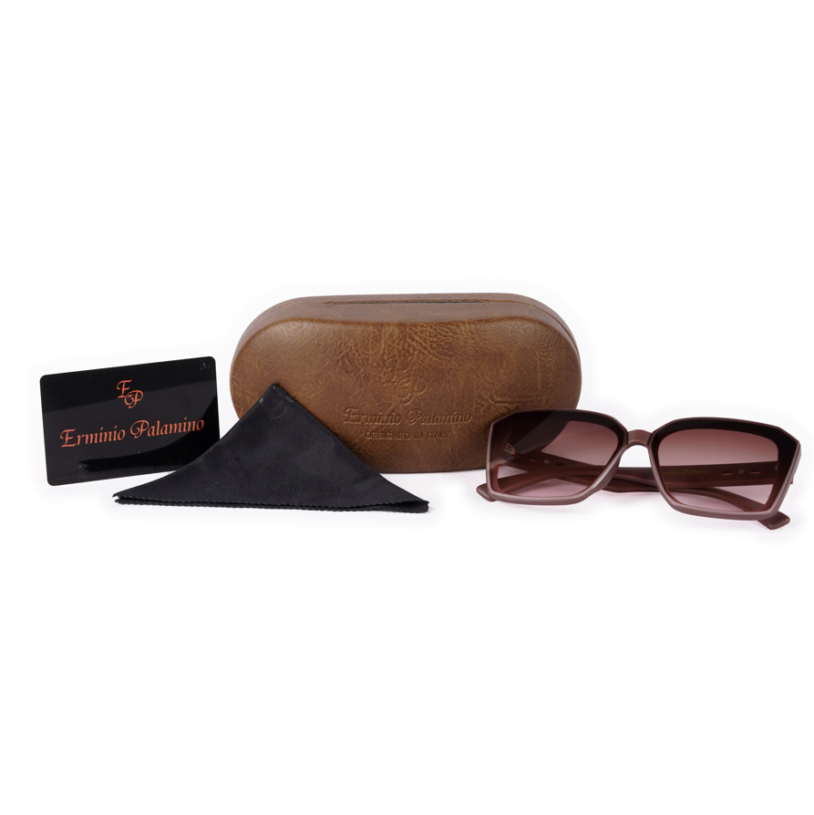 Erminio Palamino "Elite - Designer Oversized Square Sunglasses, Frame with Gradient Lenses, Includes Case and Cleaning Cloth