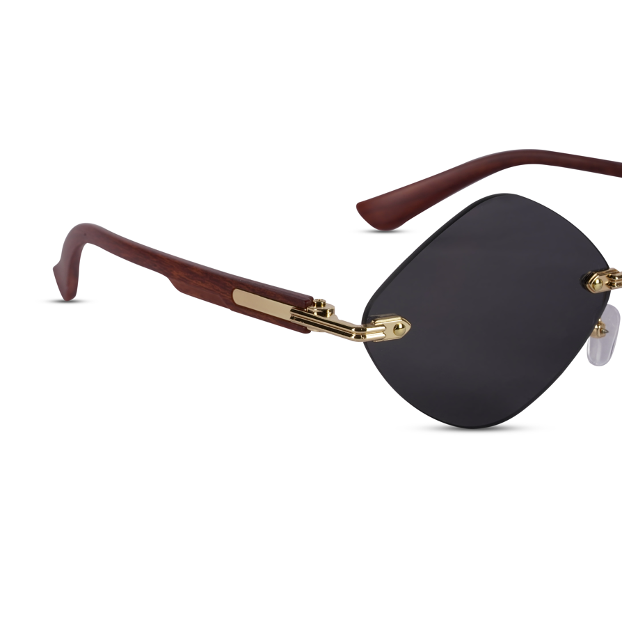 Erminio Palamino "Elite Designer Rimless Sunglasses for Women, Brown Frame with Lenses, Italian Design