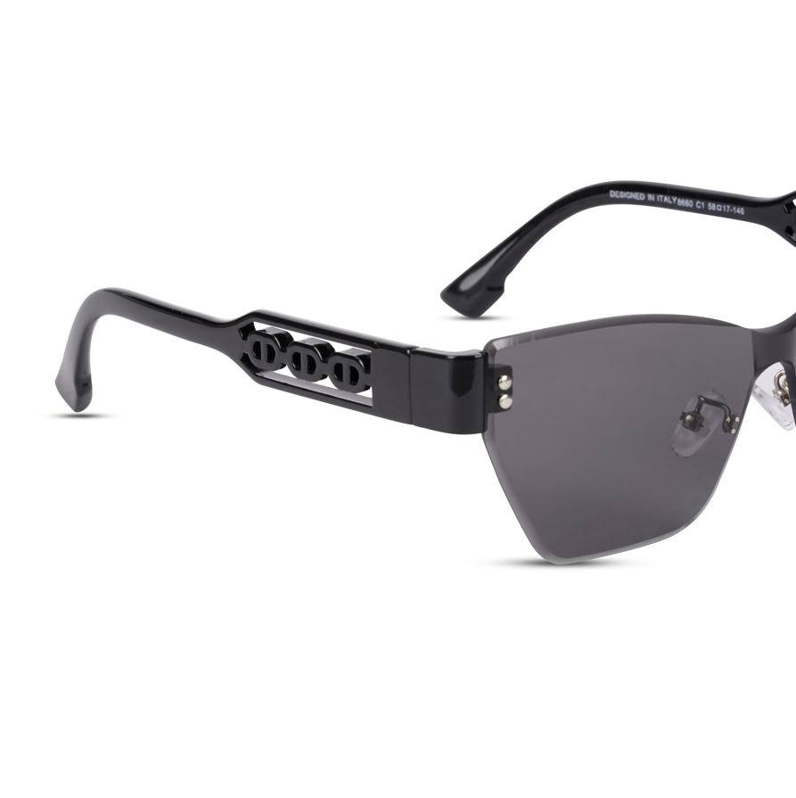 Erminio Palamino "Elite Designer Rimless Sunglasses for Women, Black Frame with Lenses, Italian Design