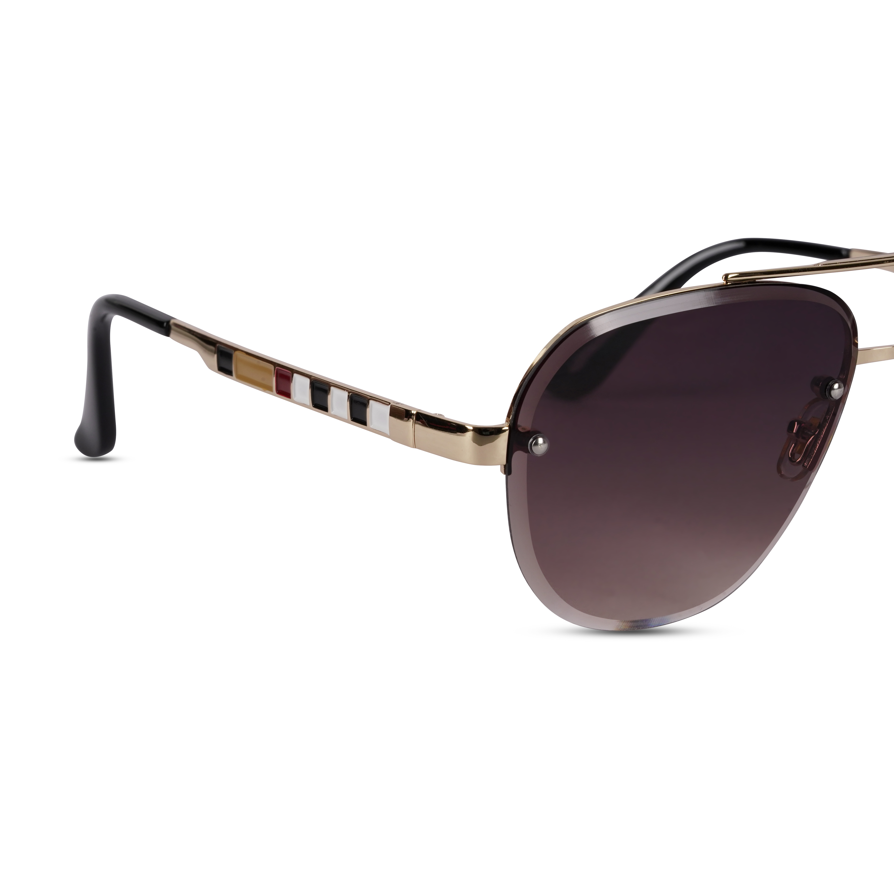 Erminio Palamino "Elite Designer Aviator Sunglasses for Women, Gold Metal Frame, Gradient Lens, Decorative Temple Arms