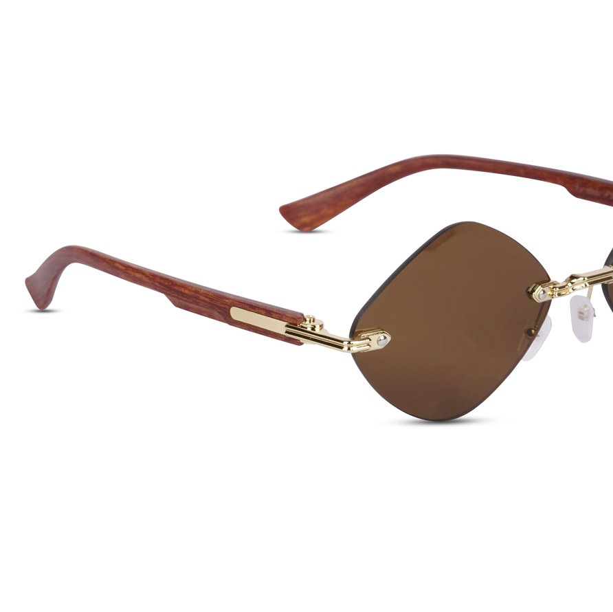 Erminio Palamino "Elite Designer Rimless Sunglasses for Women, Brown Frame with Lenses, Italian Design