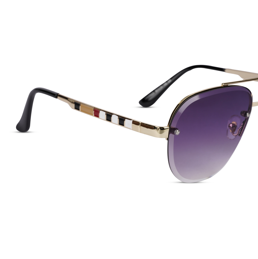 Erminio Palamino "Elite Designer Aviator Sunglasses for Women, Gold Metal Frame, Gradient Lens, Decorative Temple Arms