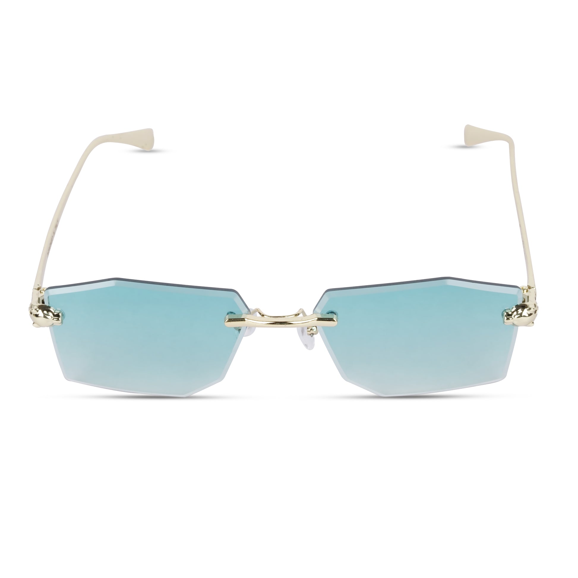 Erminio Palamino "Elite Rimless Rectangular Sunglasses for Women with Tinted Lenses, Gold Metal Frame, Case and Cleaning Cloth Included