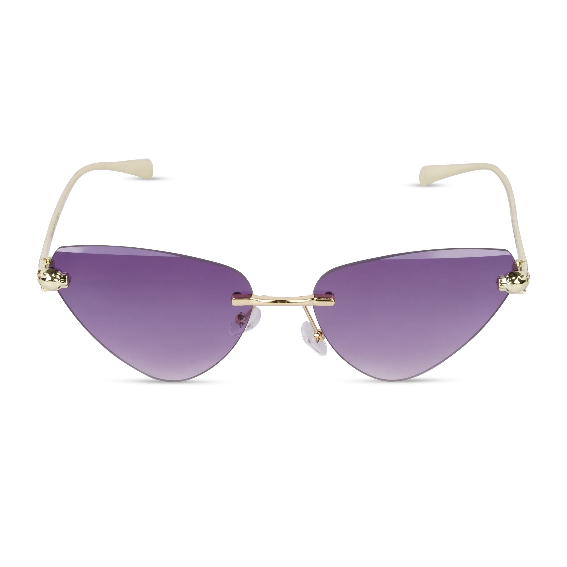 Erminio Palamino "Elite Rimless Cat Eye Sunglasses for Women with Gold Frame, Gradient Lens, Designer Case