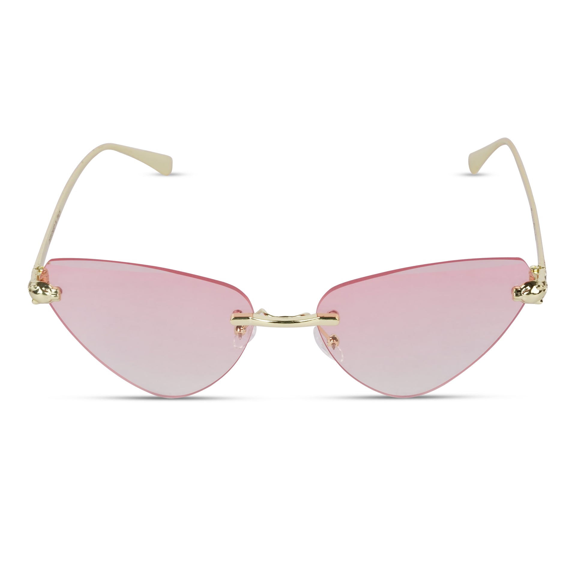 Erminio Palamino "Elite Rimless Cat Eye Sunglasses for Women with Gold Frame, Gradient Lens, Designer Case