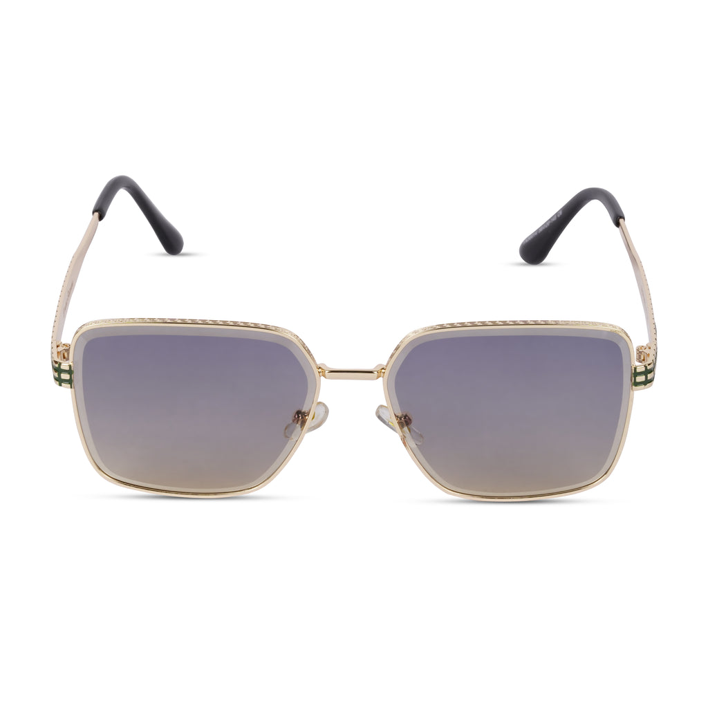 Erminio Palamino "Elite Designer Sunglasses, Square Frame, Black Metal Arms with Decorative Detail, Dark Lens