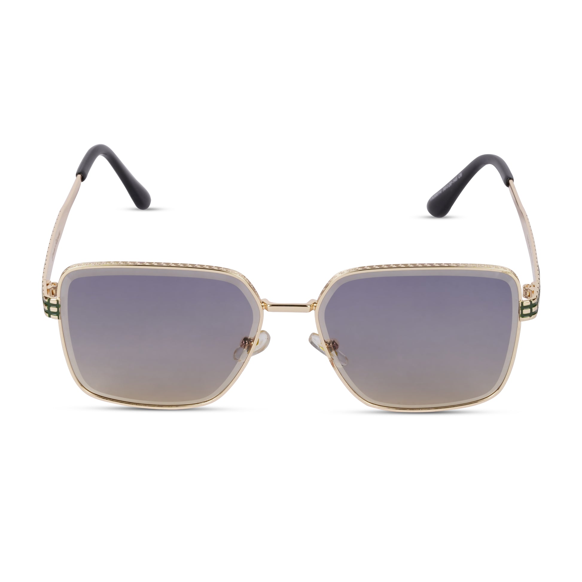 Erminio Palamino "Elite Designer Sunglasses, Square Frame, Black Metal Arms with Decorative Detail, Dark Lens