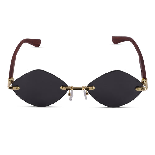 Erminio Palamino "Elite Designer Rimless Sunglasses for Women, Brown Frame with Lenses, Italian Design