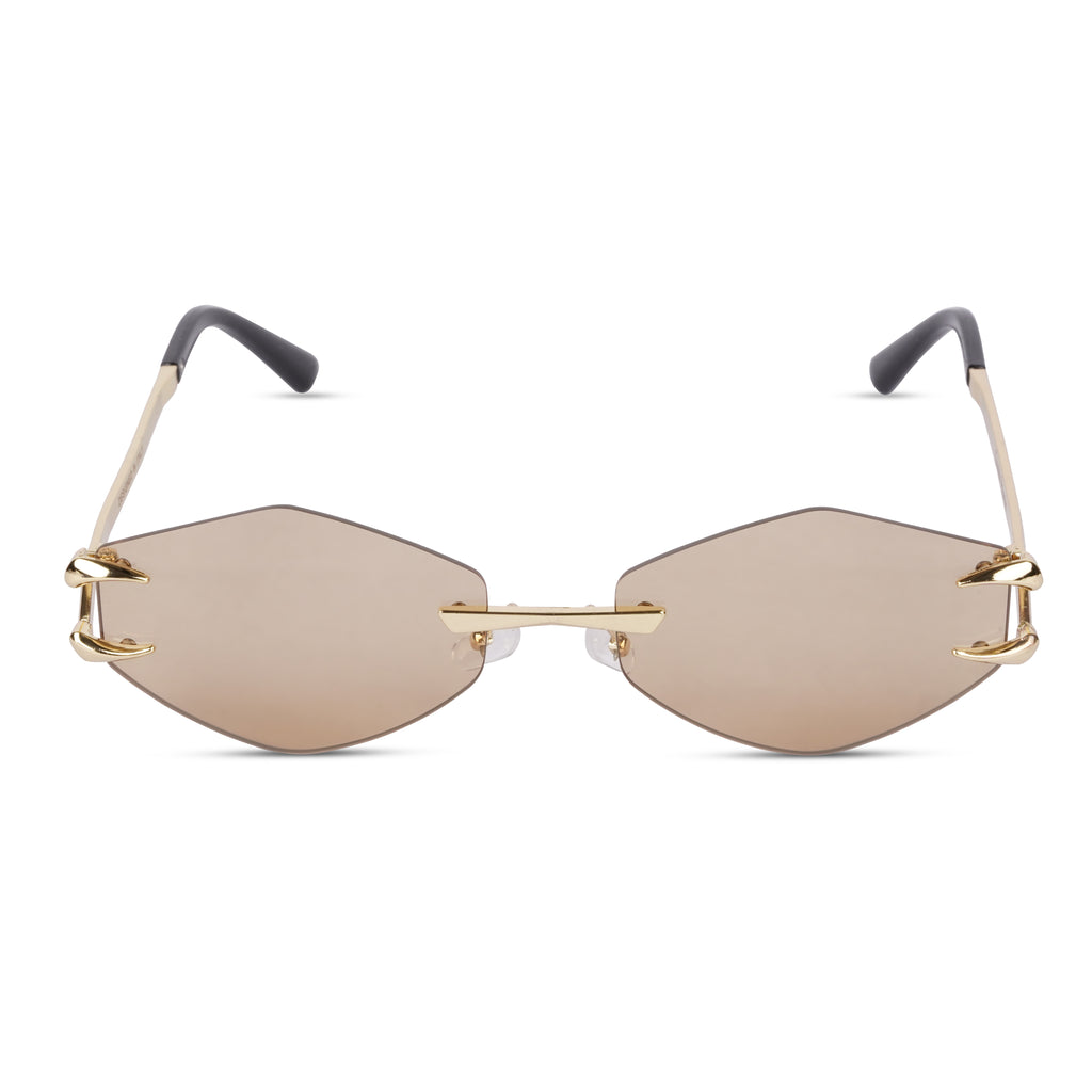 Erminio Palamino "Elite Rimless Gradient Sunglasses for Women, Gold Metal Frame, Tinted Lenses