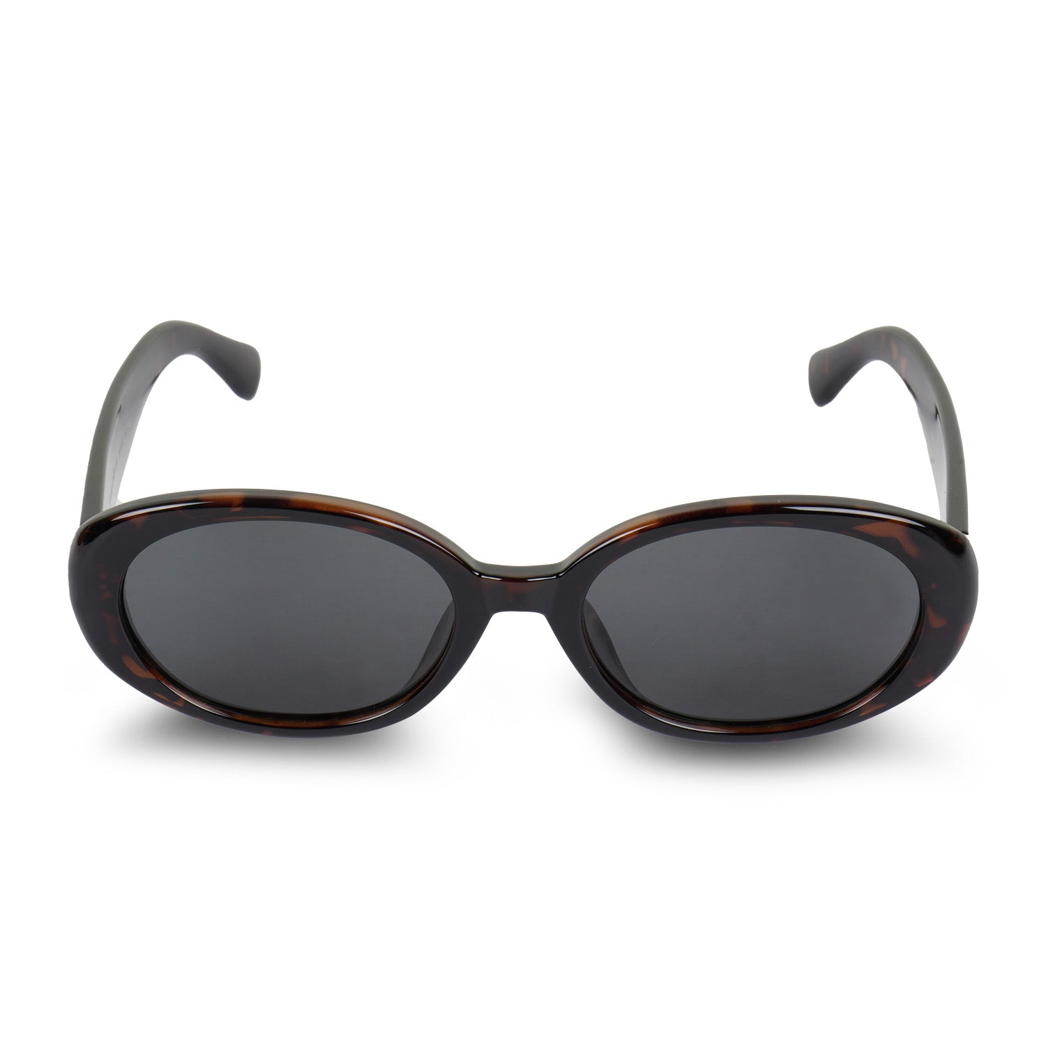 Erminio Palamino Oval Tortoiseshell Unisex Sunglasses, Dark Brown Frame with Grey Lenses, Retro Style