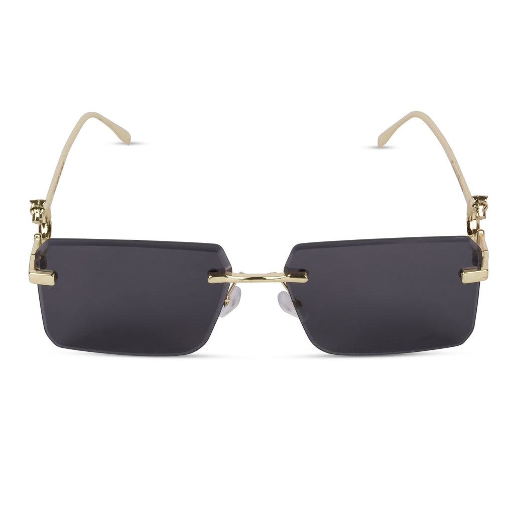 Erminio Palamino "Elite Designer Rimless Sunglasses for Women, Gold Frame, Tinted Lens, with Carrying Case & Cleaning Cloth