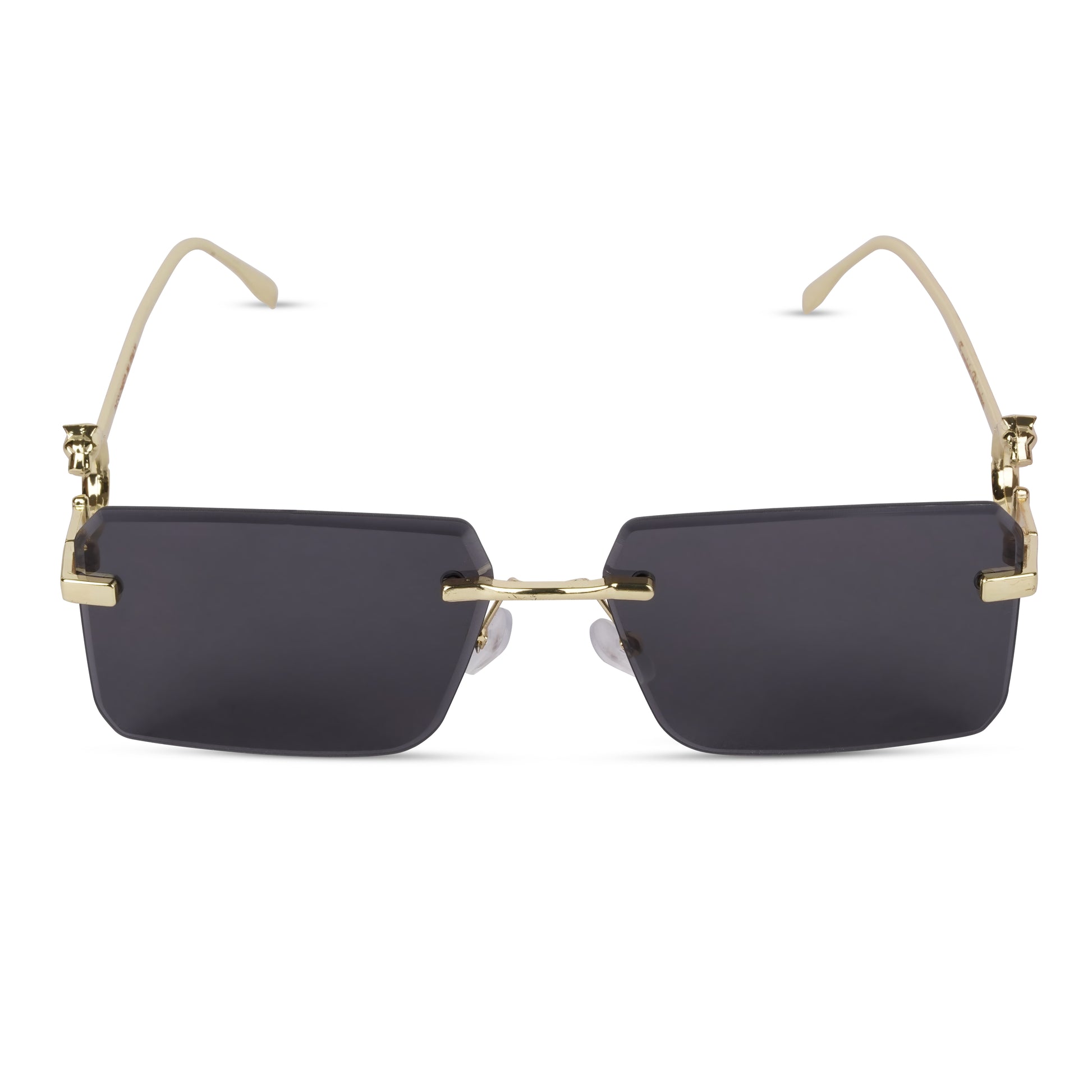 Erminio Palamino "Elite Designer Rimless Sunglasses for Women, Gold Frame, Tinted Lens, with Carrying Case & Cleaning Cloth
