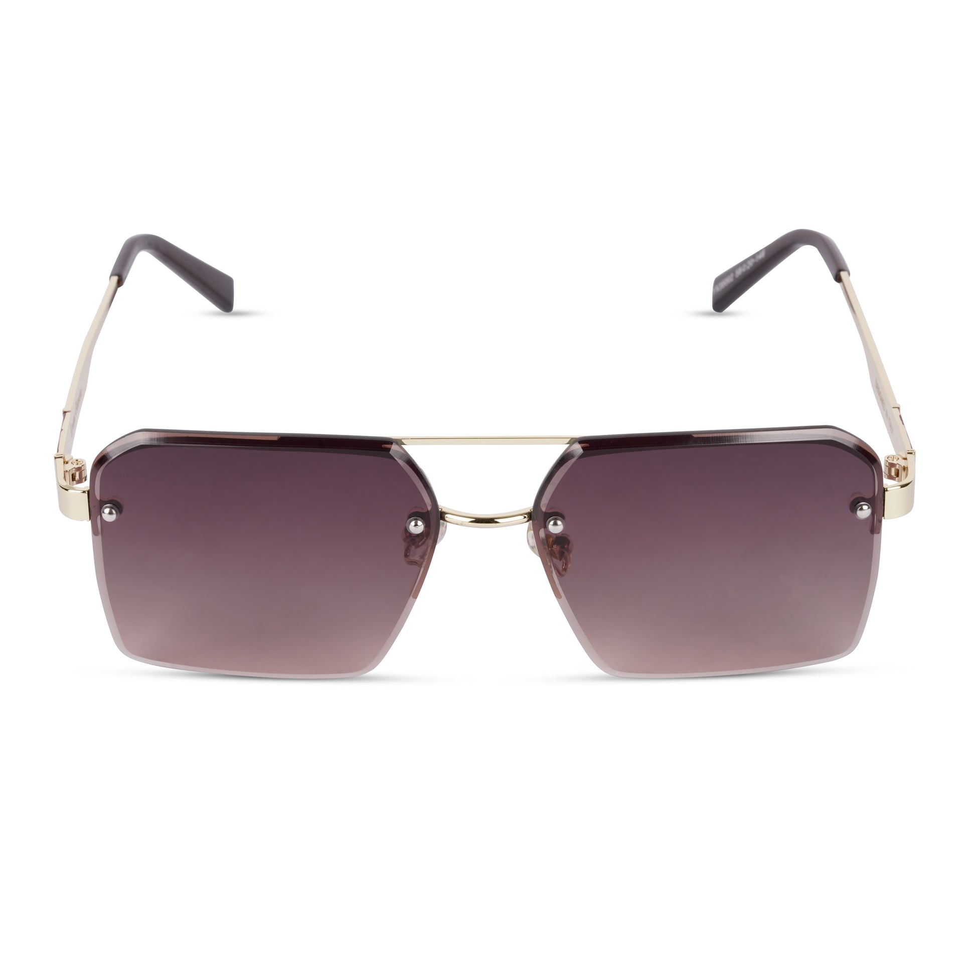 Erminio Palamino "Elite Square Oversized Sunglasses, Black Metal Frame, Tinted Lenses, Rimless Design, Unisex