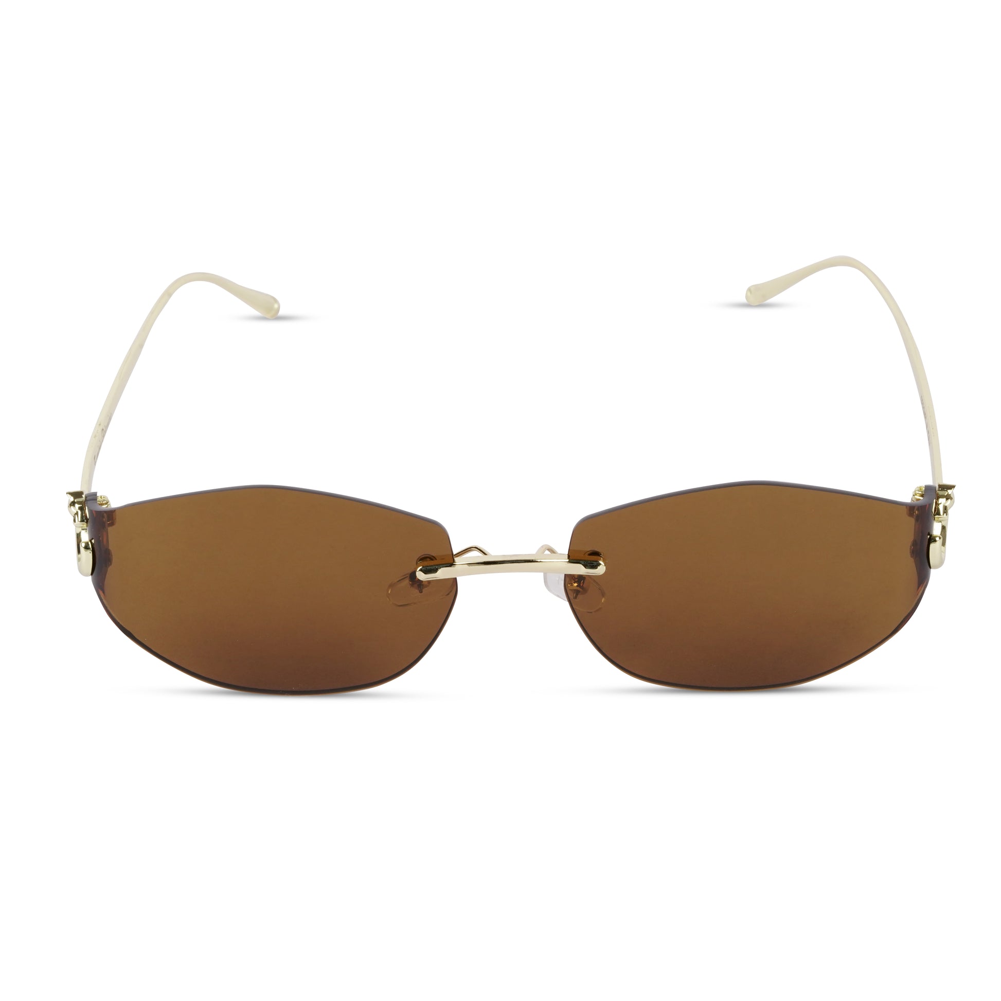 Erminio Palamino "Elite Rimless Oval Sunglasses, Gradient Lenses, Gold Metal Frame, Fashion Eyewear for Women
