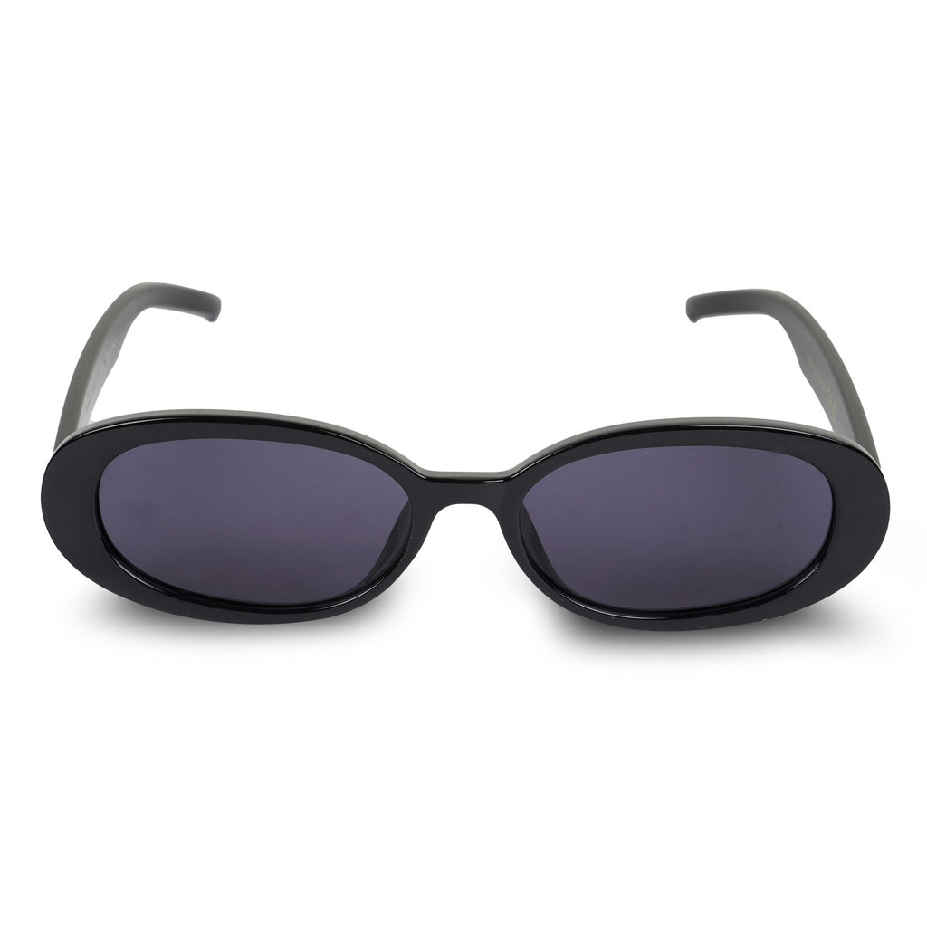 Erminio Palamino Oval Sunglasses, Black Frame, Smoke Tinted Polycarbonate Lenses, UV400 Protection, Unisex