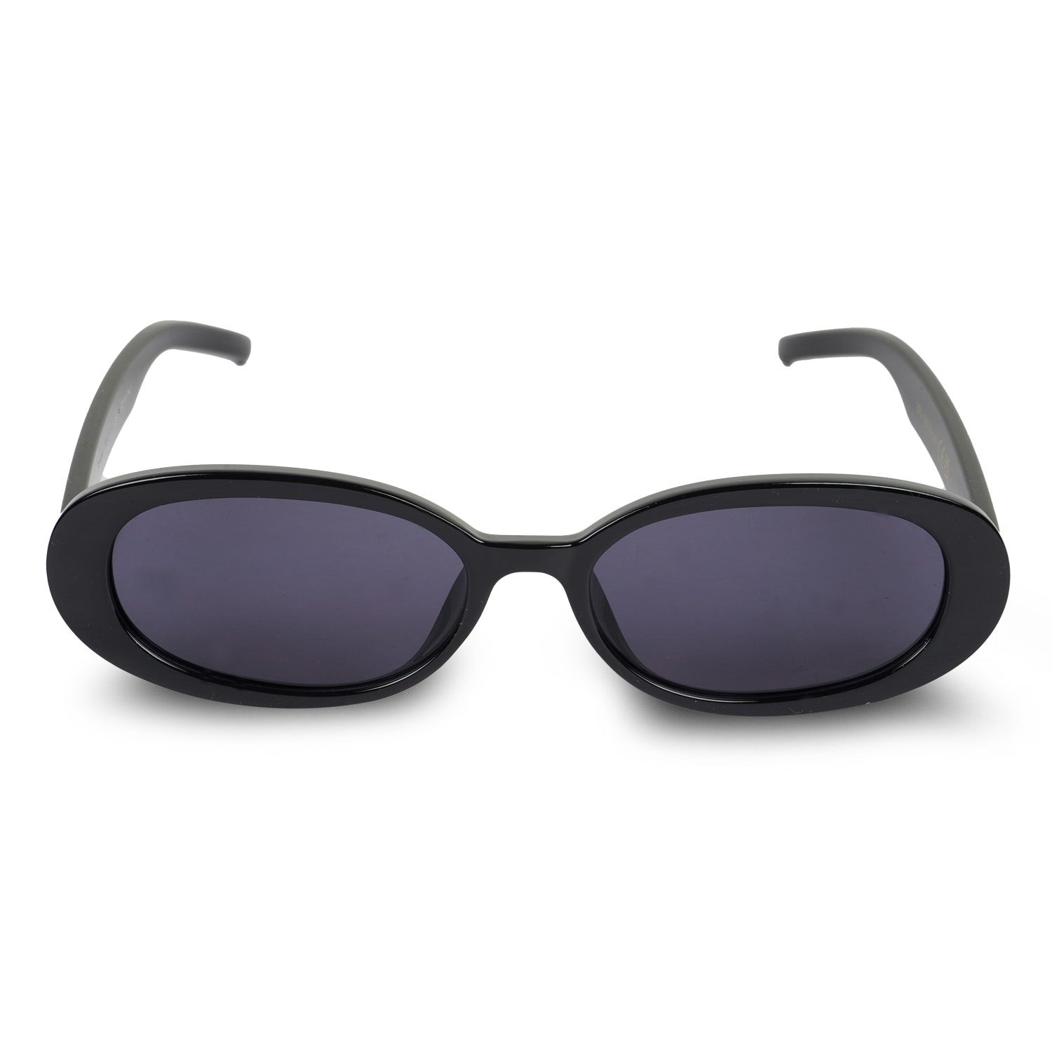 Erminio Palamino Oval Sunglasses, Black Frame, Smoke Tinted Polycarbonate Lenses, UV400 Protection, Unisex