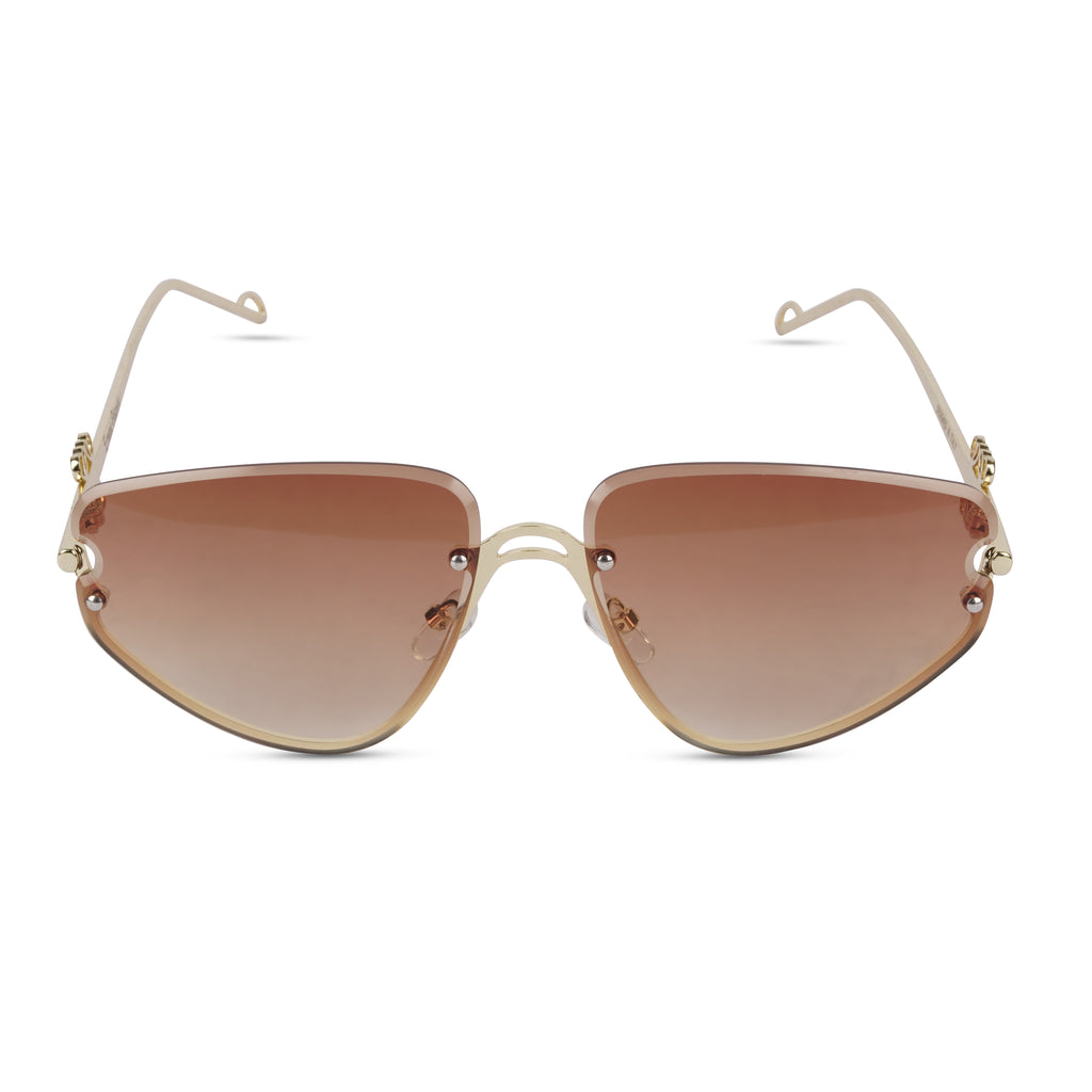 Erminio Palamino "Elite Designer Rimless Sunglasses for Women, Gold Frame with Lenses, Italian Design