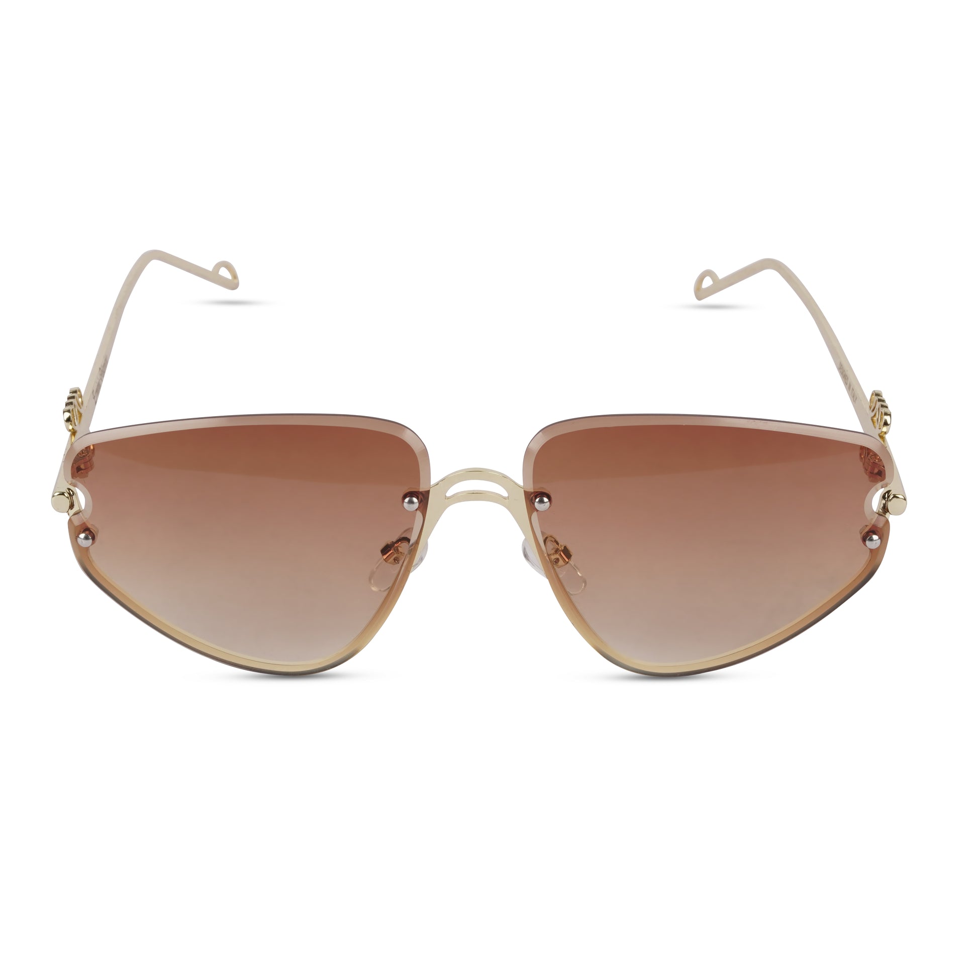 Erminio Palamino "Elite Designer Rimless Sunglasses for Women, Gold Frame with Lenses, Italian Design