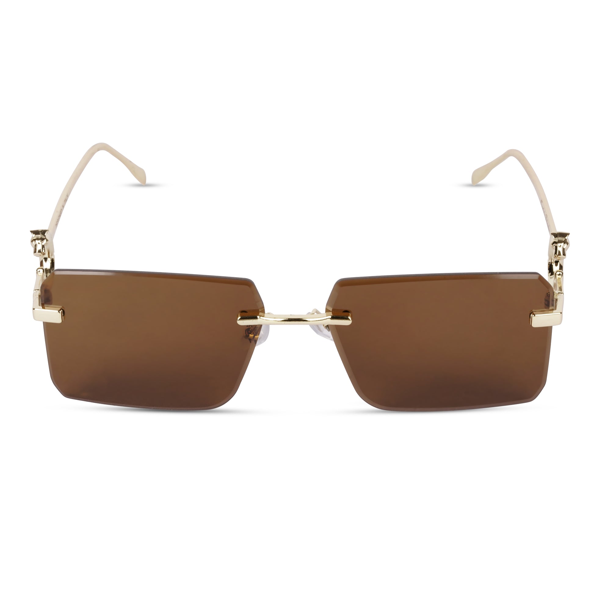 Erminio Palamino "Elite Designer Rimless Sunglasses for Women, Gold Frame, Tinted Lens, with Carrying Case & Cleaning Cloth