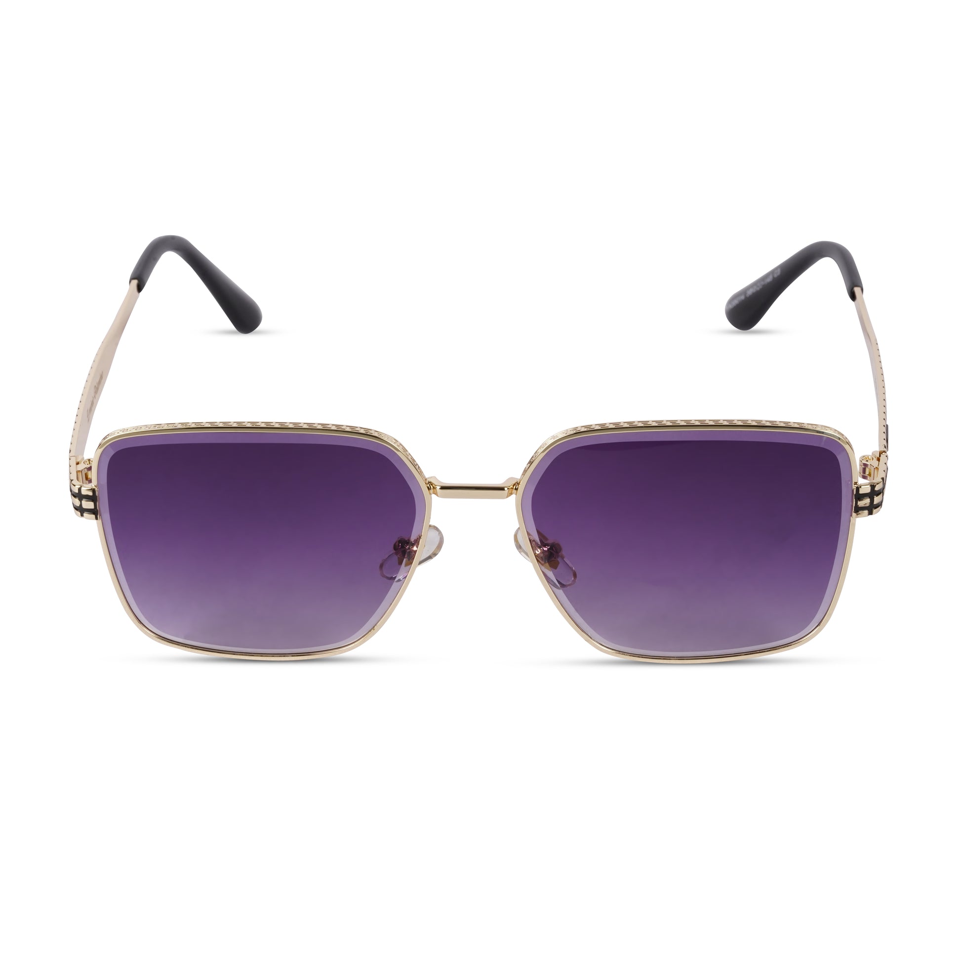 Erminio Palamino "Elite Designer Sunglasses, Square Frame, Black Metal Arms with Decorative Detail, Dark Lens