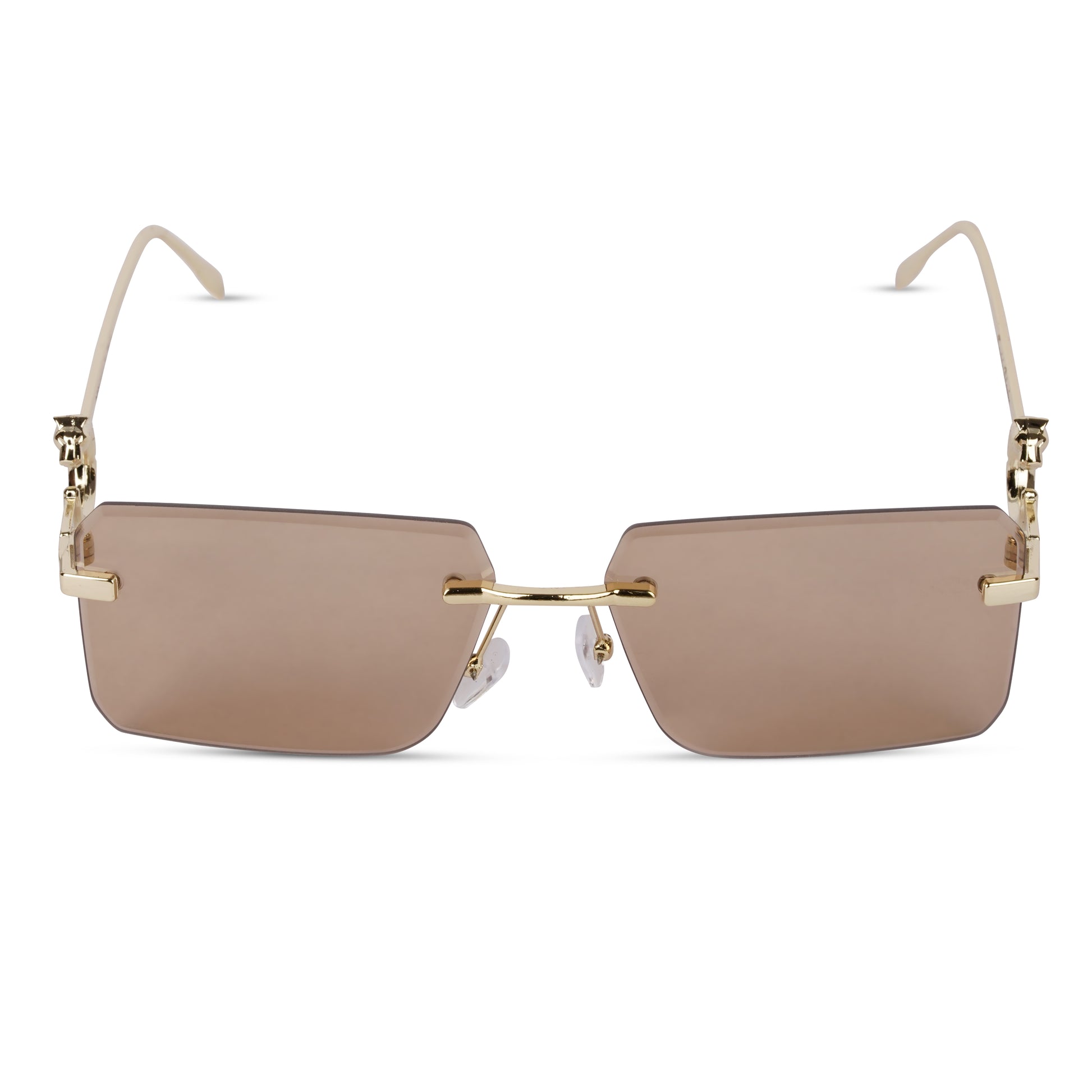 Erminio Palamino "Elite Designer Rimless Sunglasses for Women, Gold Frame, Tinted Lens, with Carrying Case & Cleaning Cloth