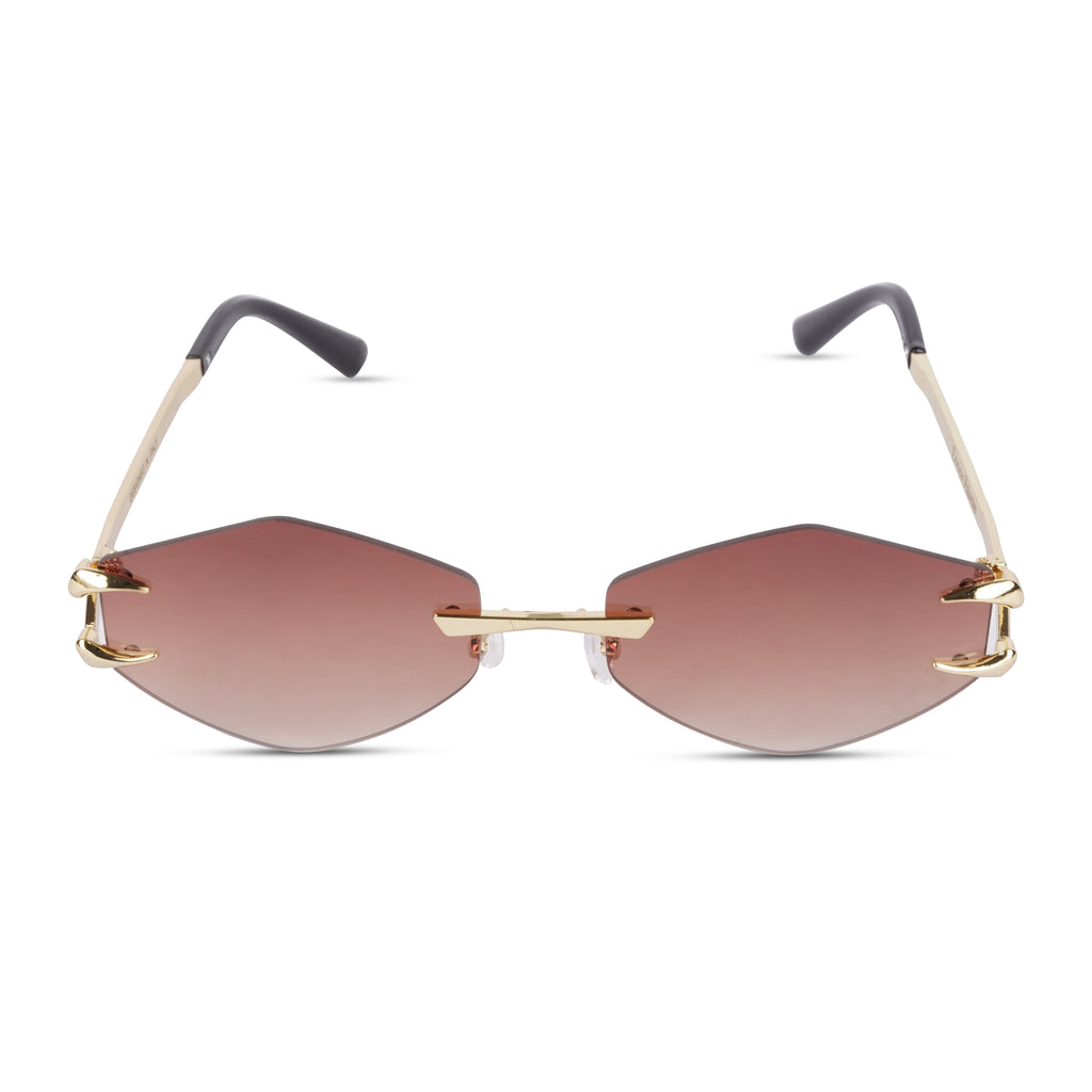 Erminio Palamino "Elite Rimless Gradient Sunglasses for Women, Gold Metal Frame, Tinted Lenses