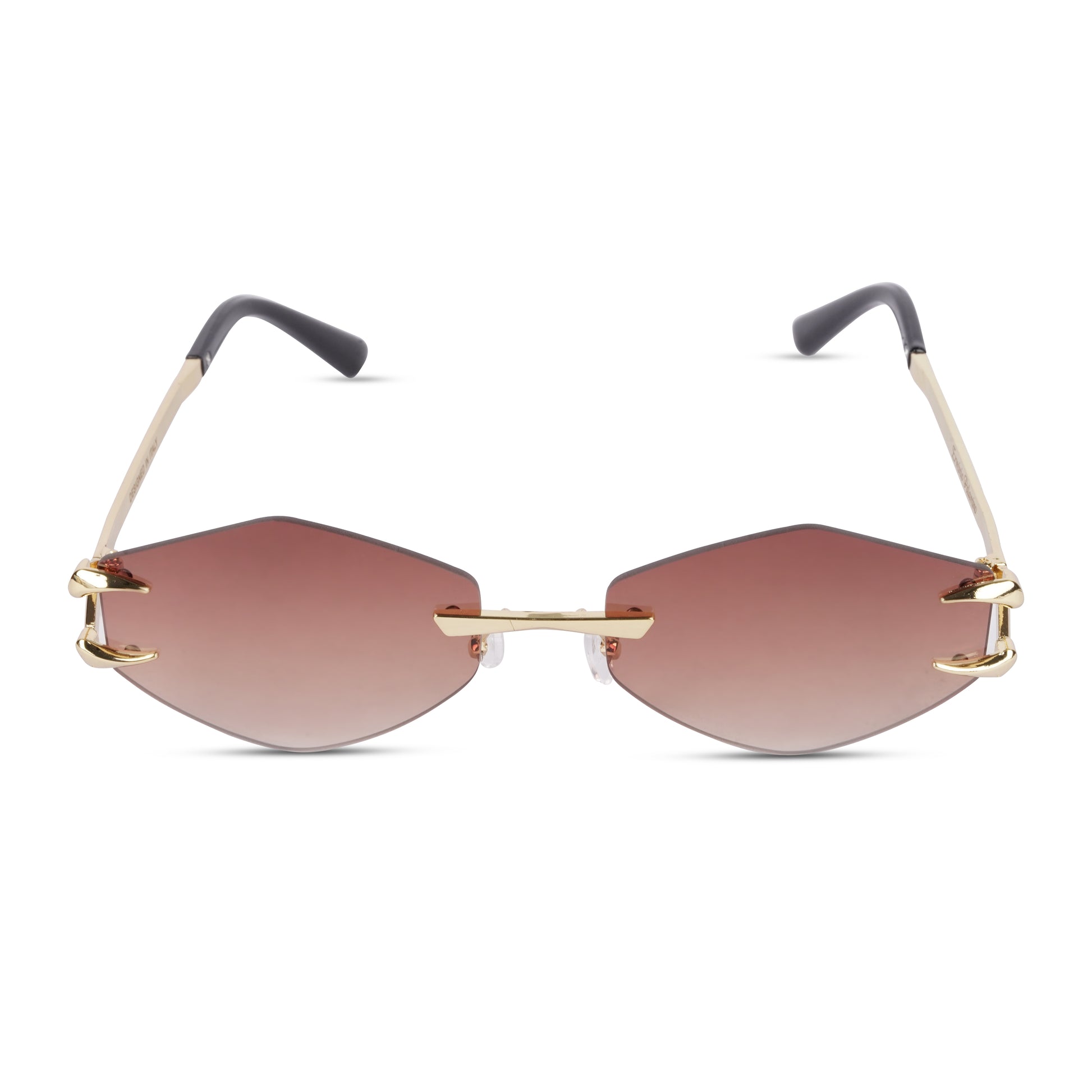 Erminio Palamino "Elite Rimless Gradient Sunglasses for Women, Gold Metal Frame, Tinted Lenses