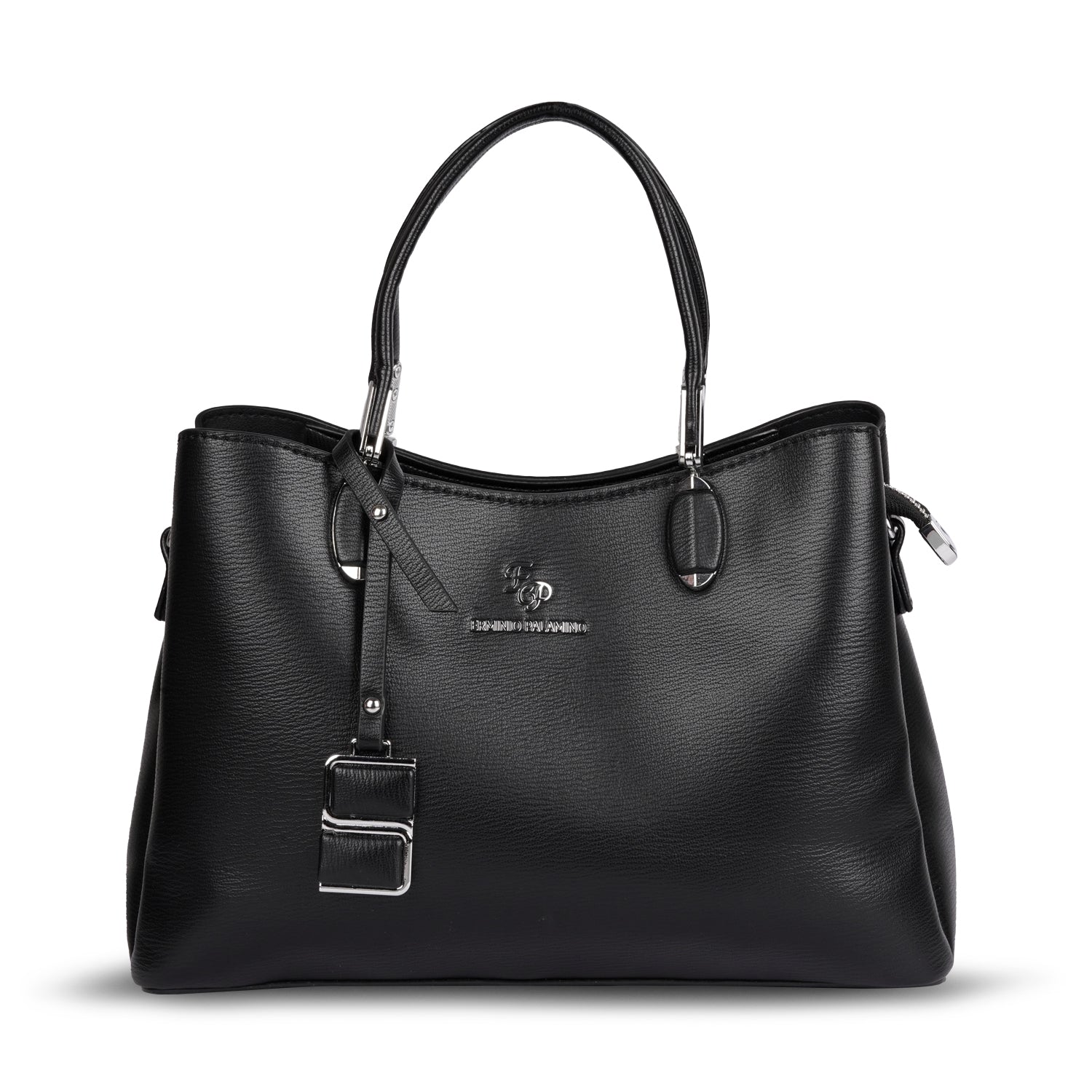 Erminio Palamino Designer PU Leather Handbag, Women's Tote with Double Handles, Spacious Interior with Zip Compartments