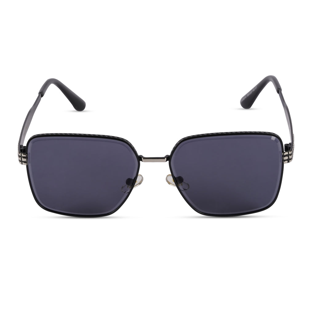 Erminio Palamino "Elite Designer Sunglasses, Square Frame, Black Metal Arms with Decorative Detail, Dark Lens