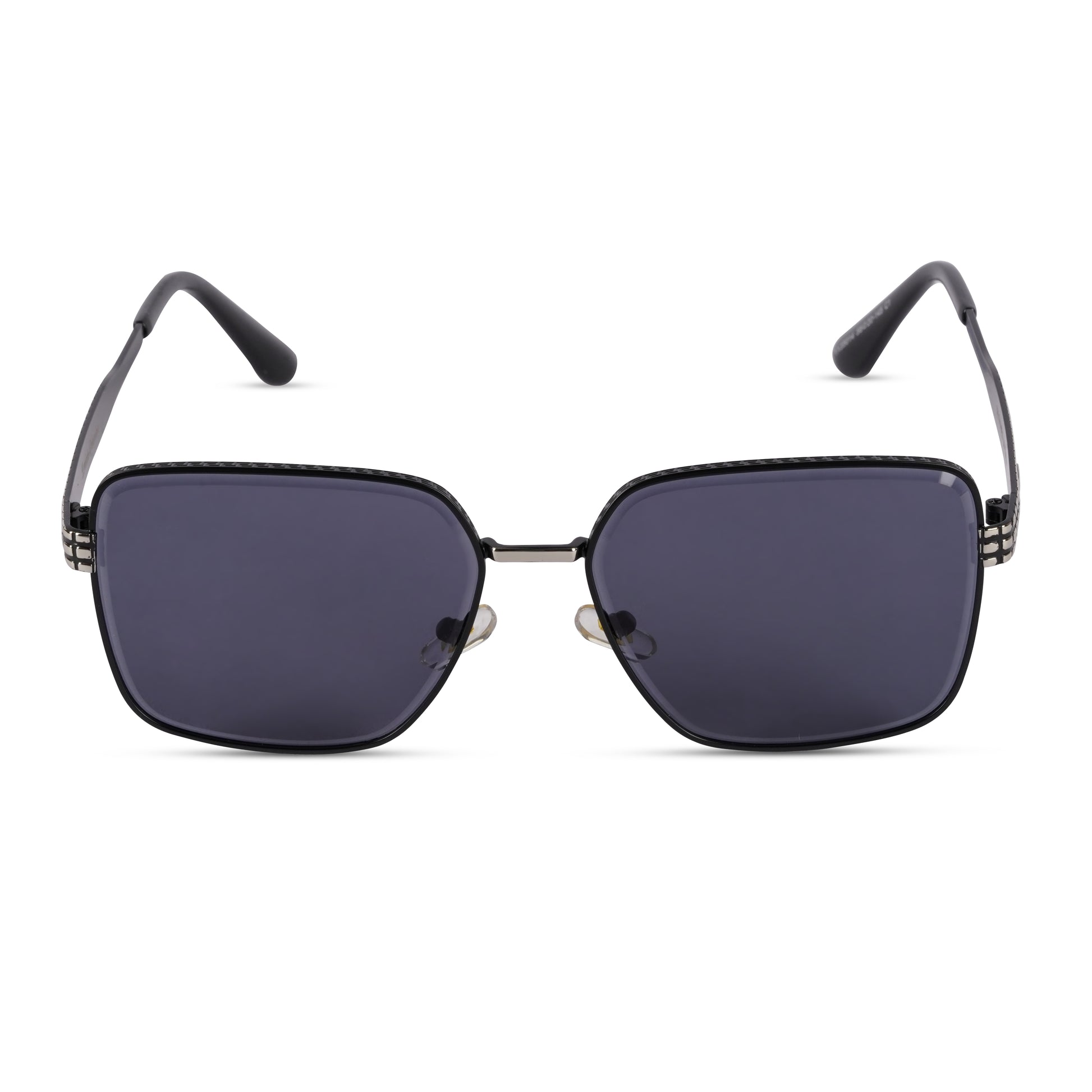 Erminio Palamino "Elite Designer Sunglasses, Square Frame, Black Metal Arms with Decorative Detail, Dark Lens