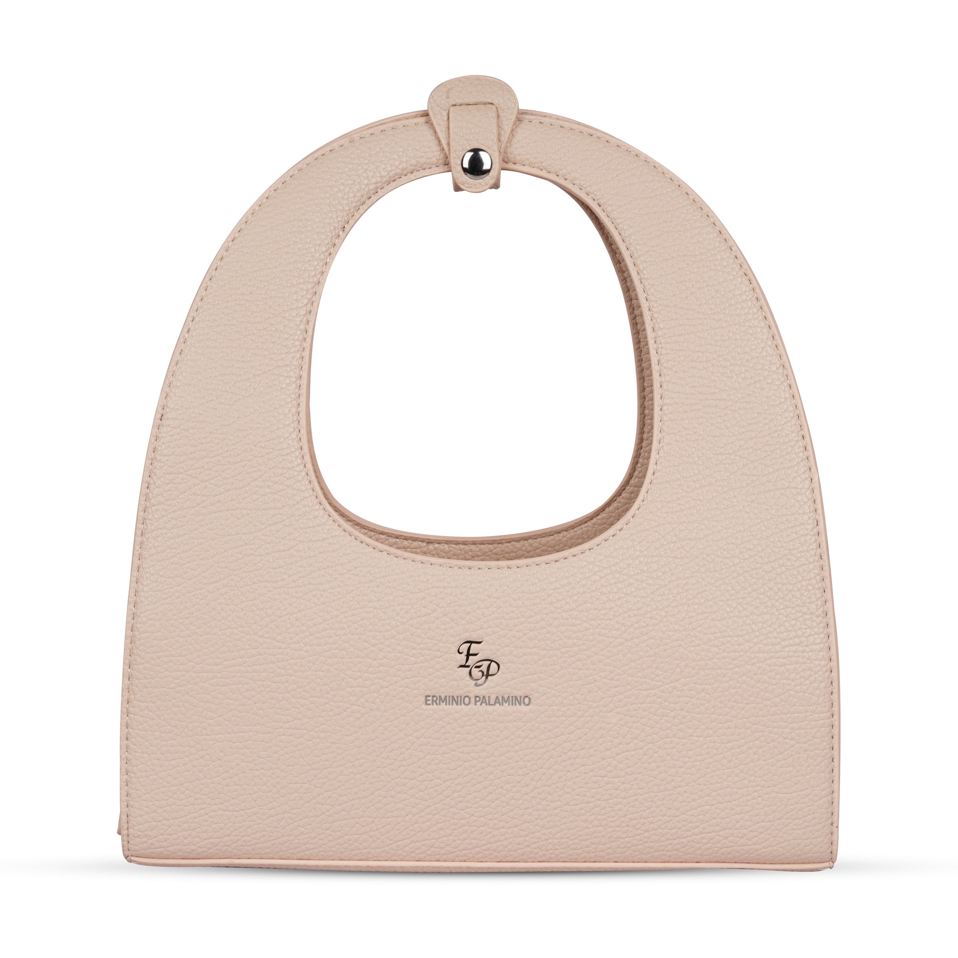 Erminio Palamino Luxury Luna Arc Top Handle Bag – Textured Vegan Leather, Top Handle Design with Zip Closure