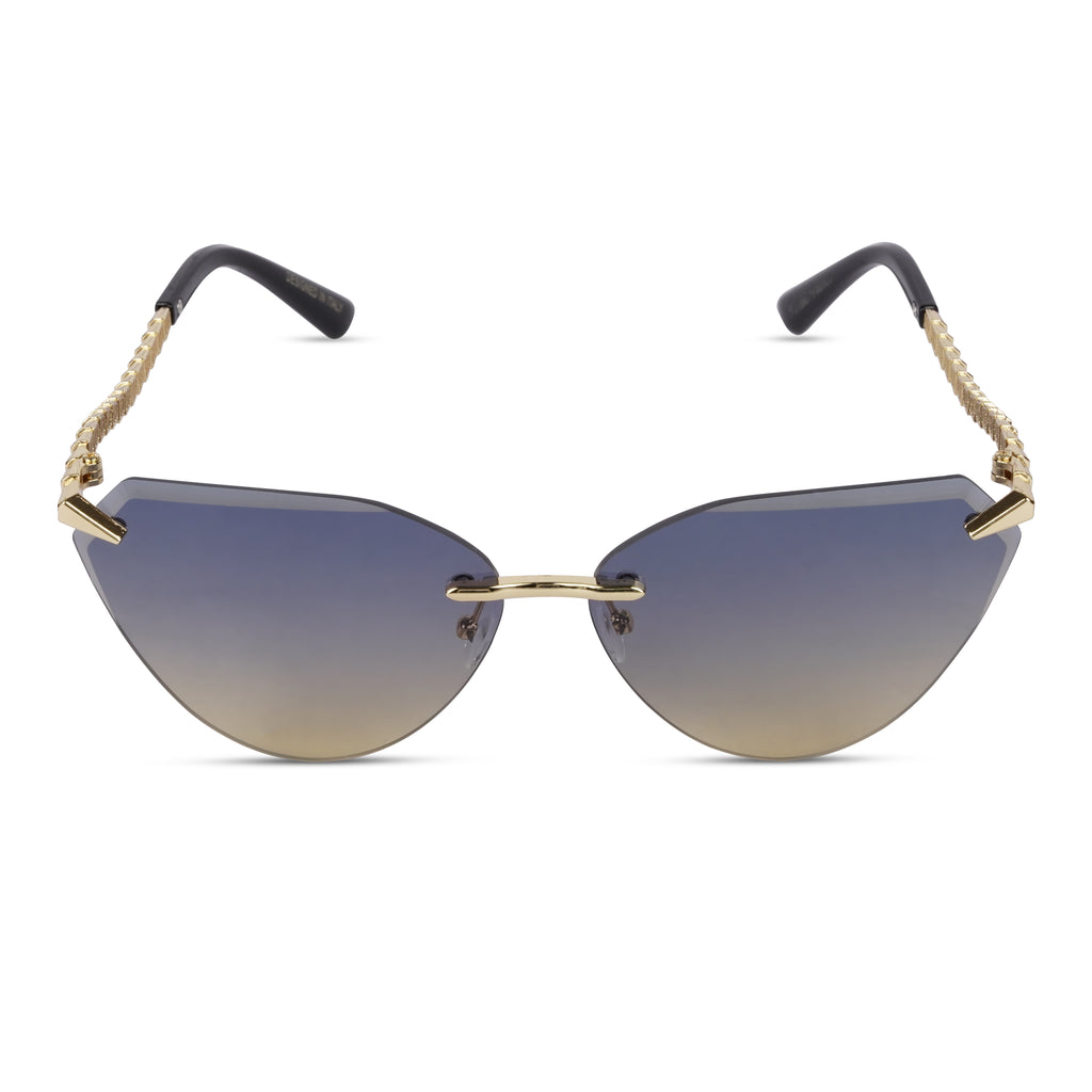 Erminio Palamino "Elite Designer Sunglasses for Women, Rimless Tinted Lenses, Gold Metal Temple Arms