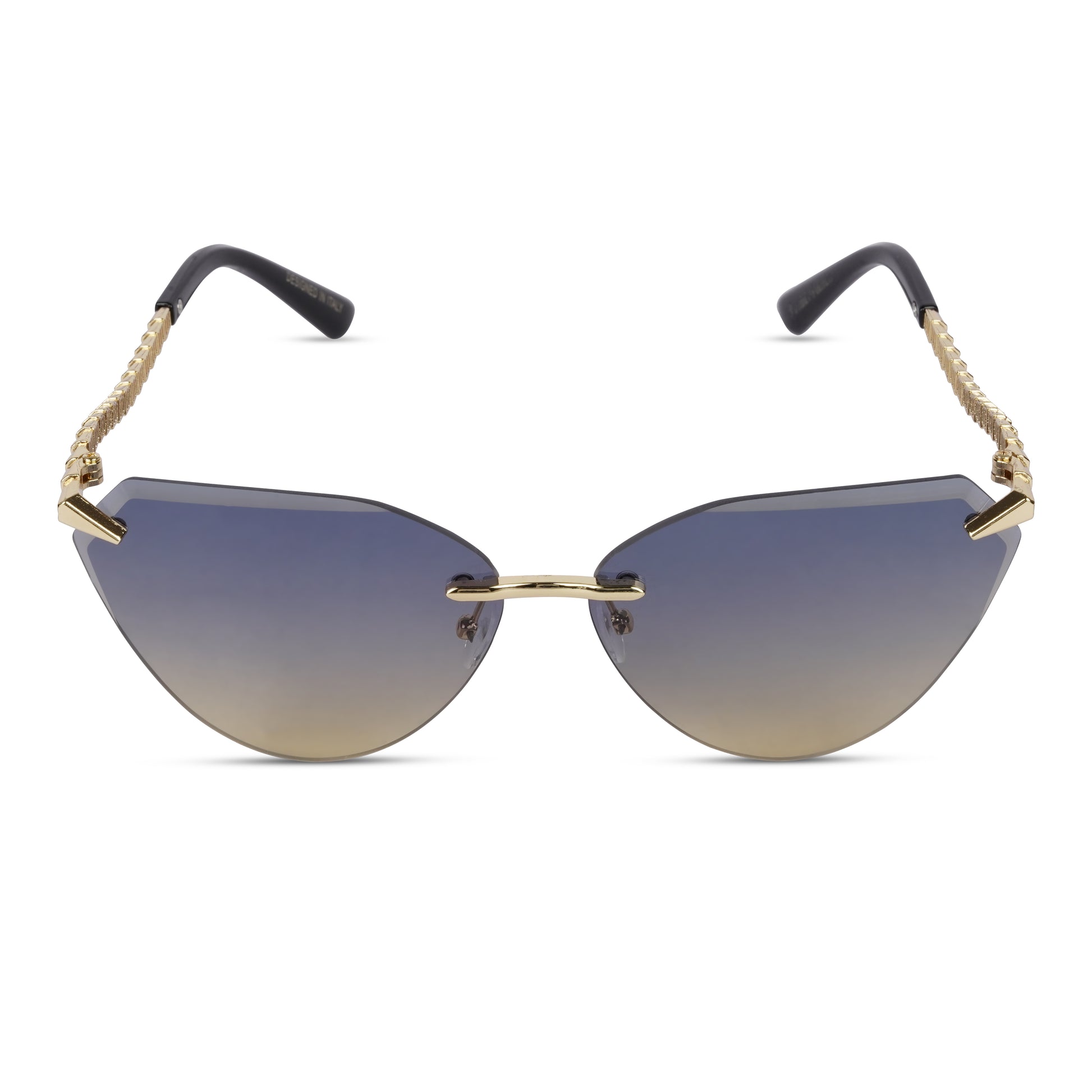 Erminio Palamino "Elite Designer Sunglasses for Women, Rimless Tinted Lenses, Gold Metal Temple Arms