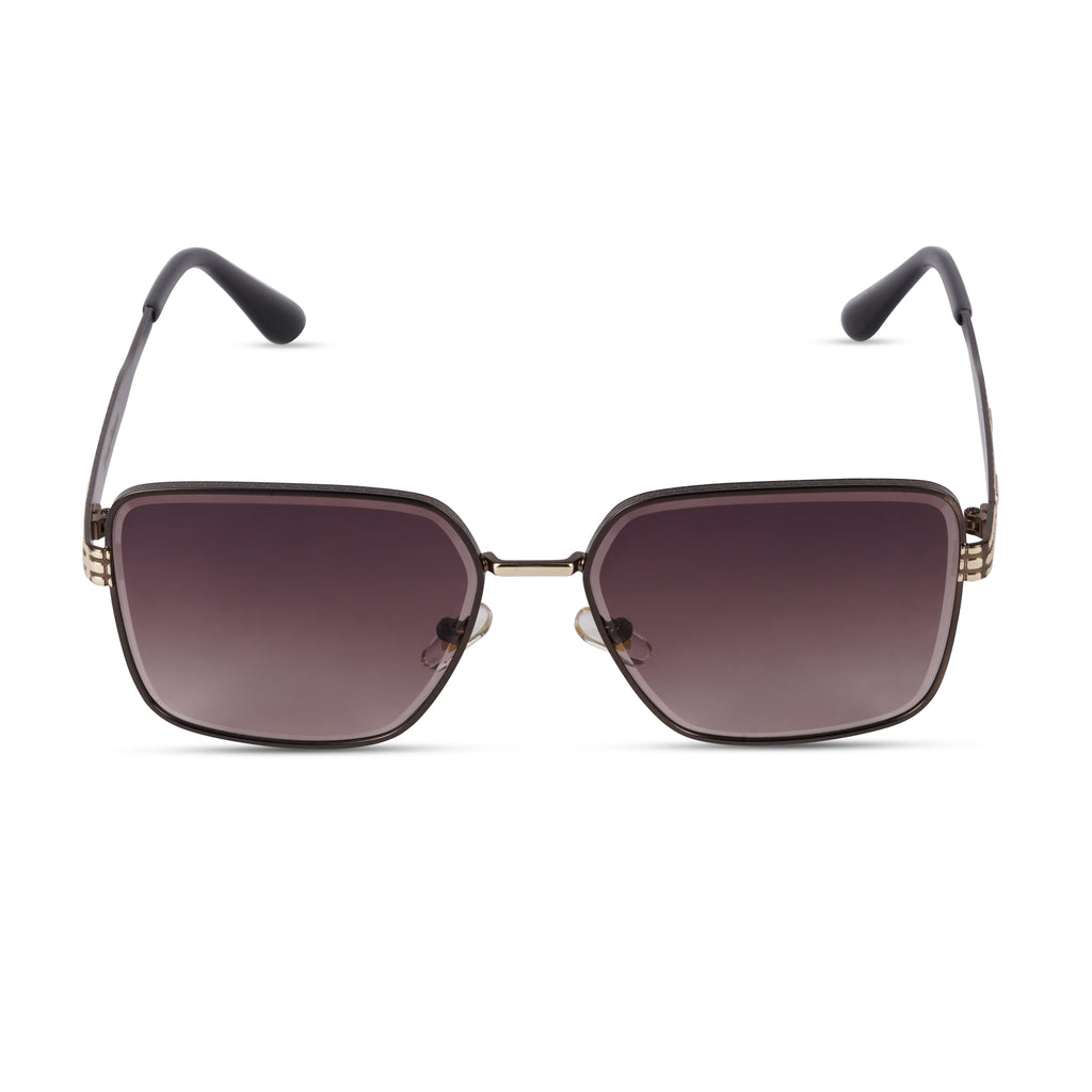 Erminio Palamino "Elite Designer Sunglasses, Square Frame, Black Metal Arms with Decorative Detail, Dark Lens