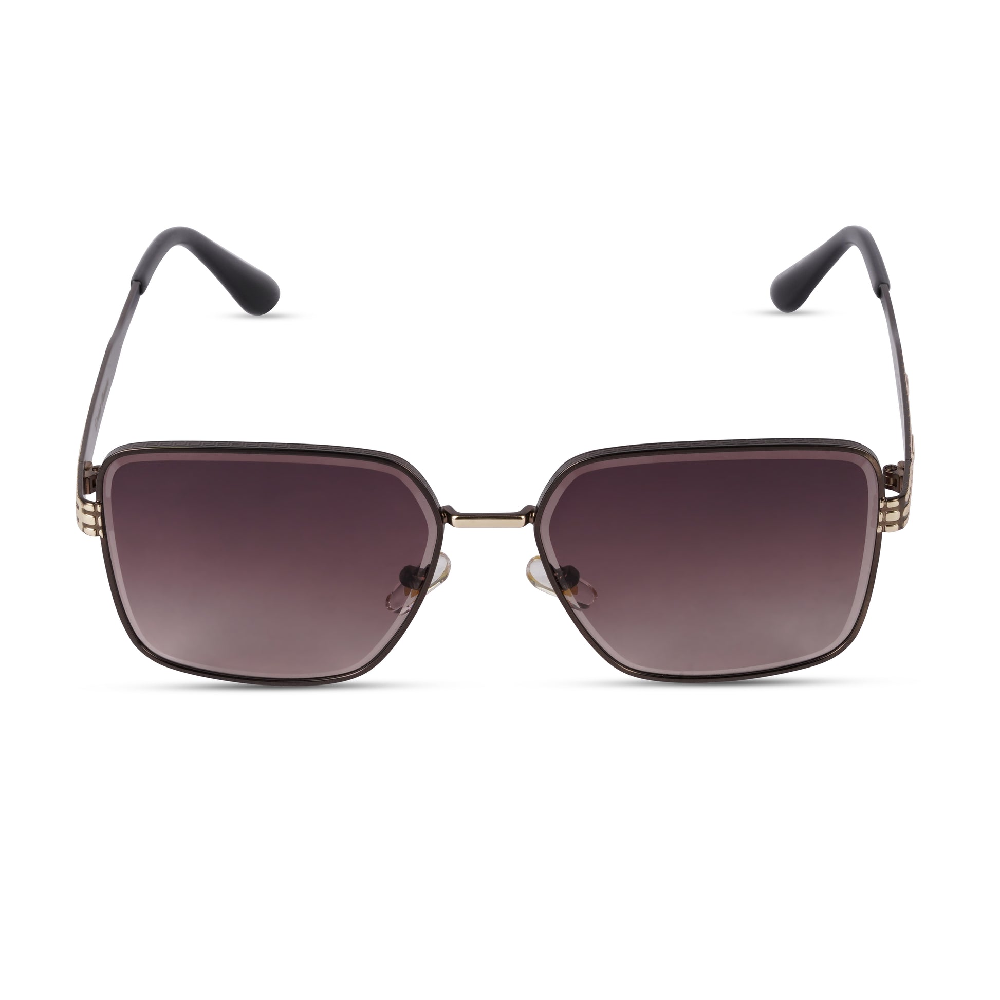 Erminio Palamino "Elite Designer Sunglasses, Square Frame, Black Metal Arms with Decorative Detail, Dark Lens
