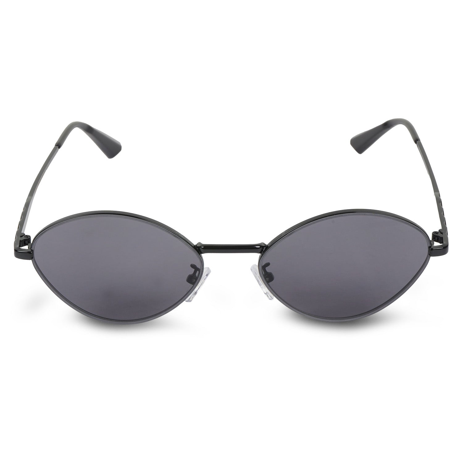Erminio Palamino Unisex Oval Sunglasses with Black Metal Frame and Grey Tinted Lenses, Retro Style for Men & Women