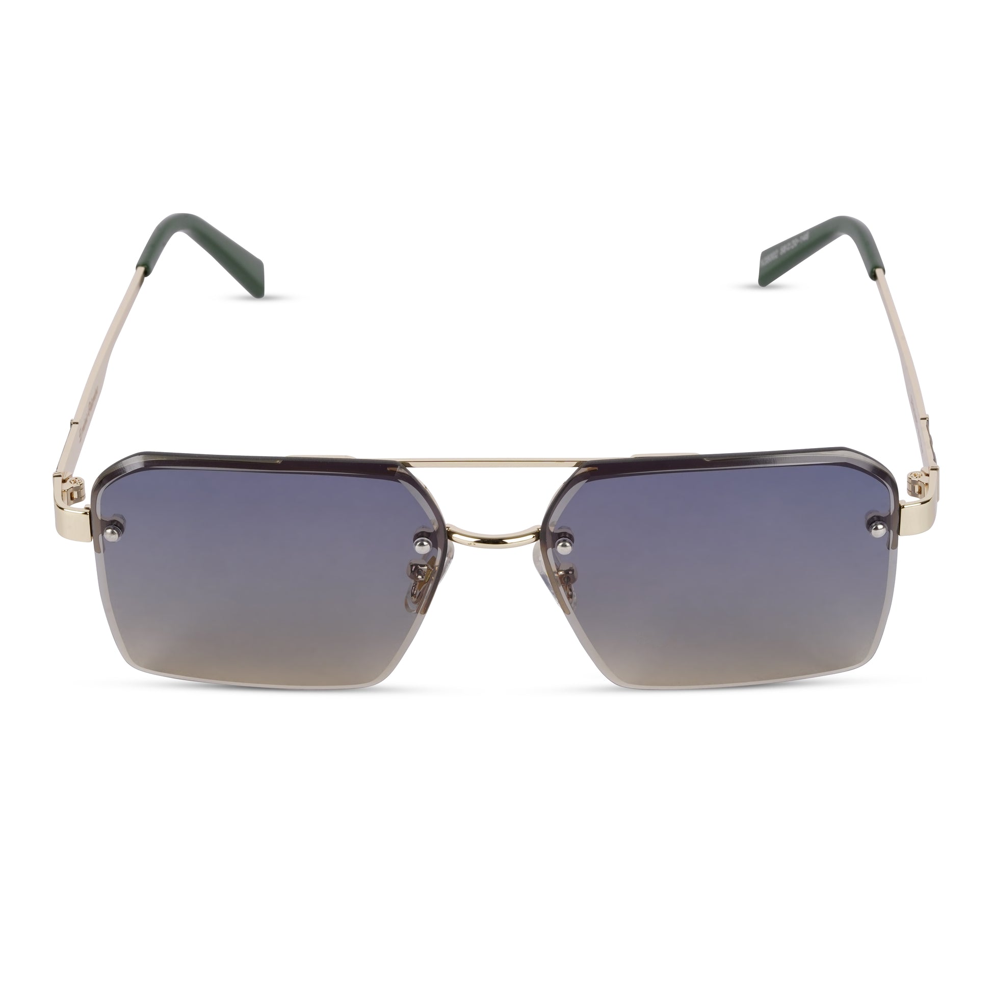 Erminio Palamino "Elite Square Oversized Sunglasses, Black Metal Frame, Tinted Lenses, Rimless Design, Unisex