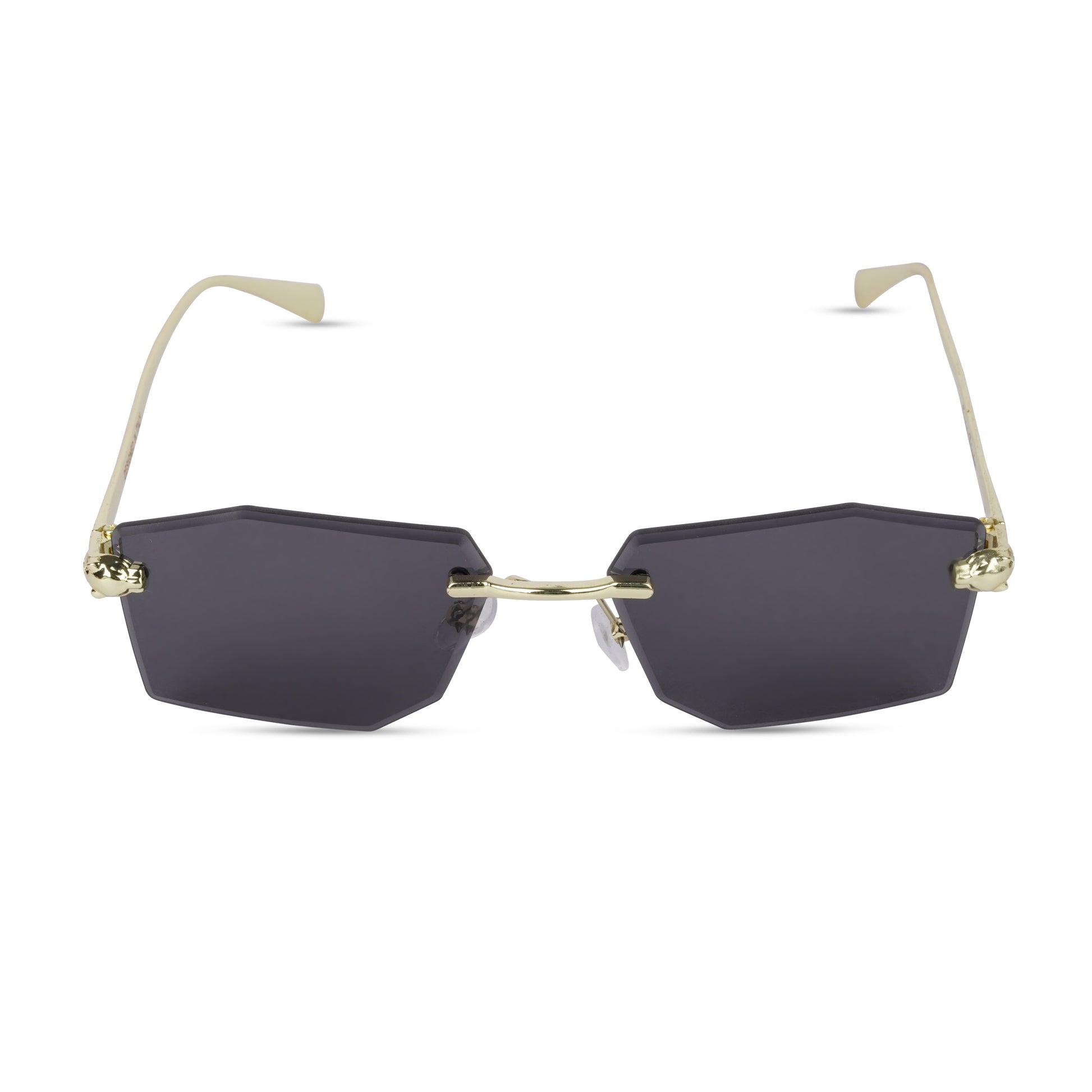 Erminio Palamino "Elite Rimless Rectangular Sunglasses for Women with Tinted Lenses, Gold Metal Frame, Case and Cleaning Cloth Included