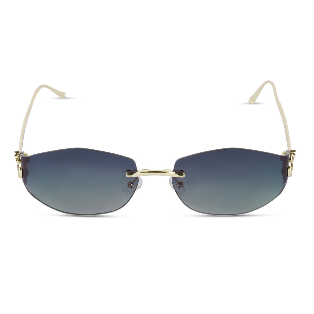 Erminio Palamino "Elite Rimless Oval Sunglasses, Gradient Lenses, Gold Metal Frame, Fashion Eyewear for Women